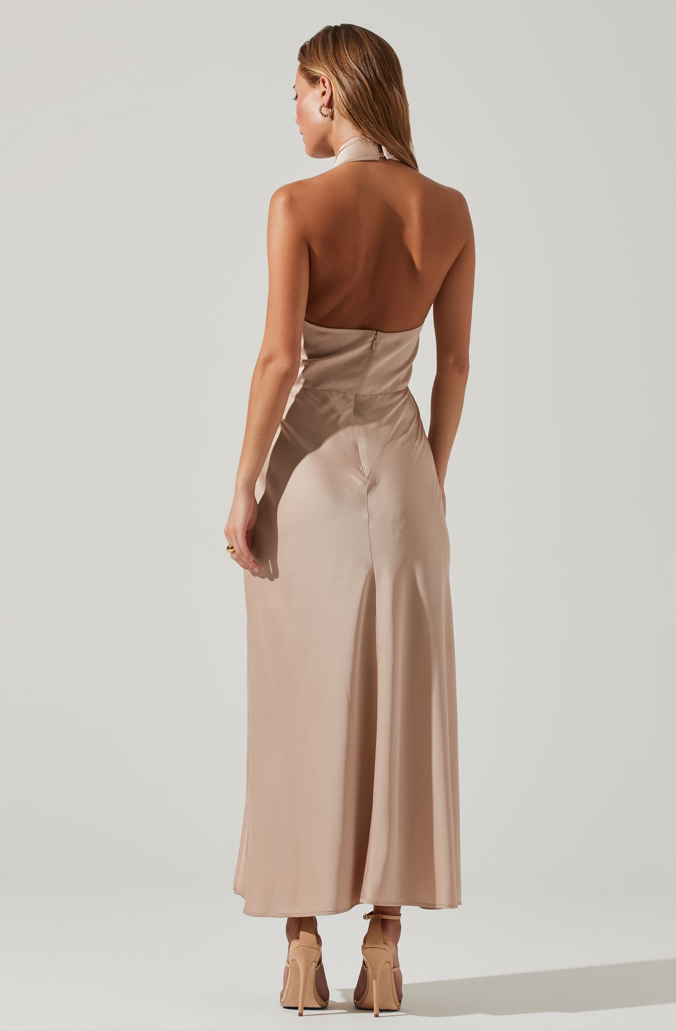 Marissa Satin Halter Neck Midi Dress