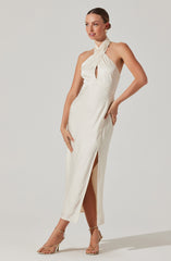 Marissa Satin Halter Neck Midi Dress