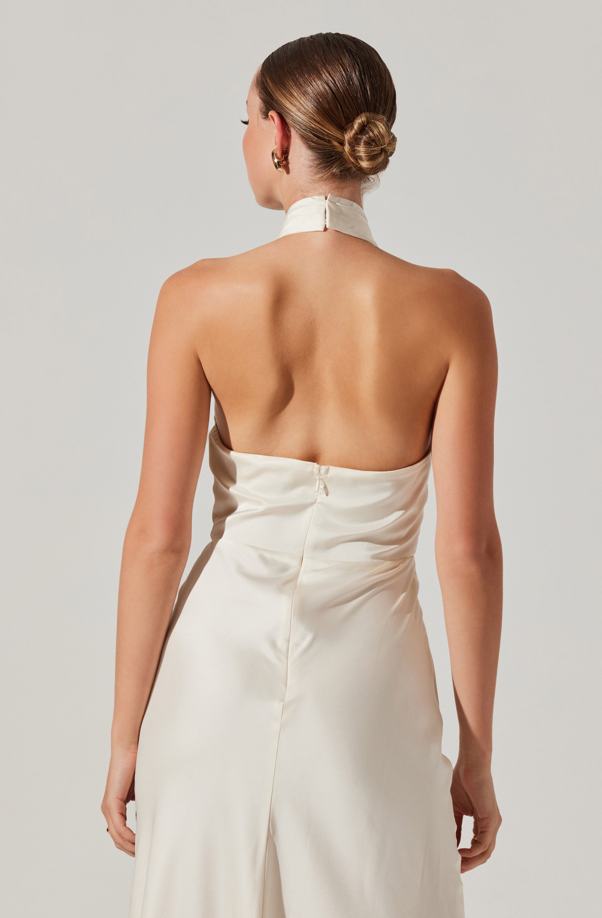 Marissa Satin Halter Neck Midi Dress