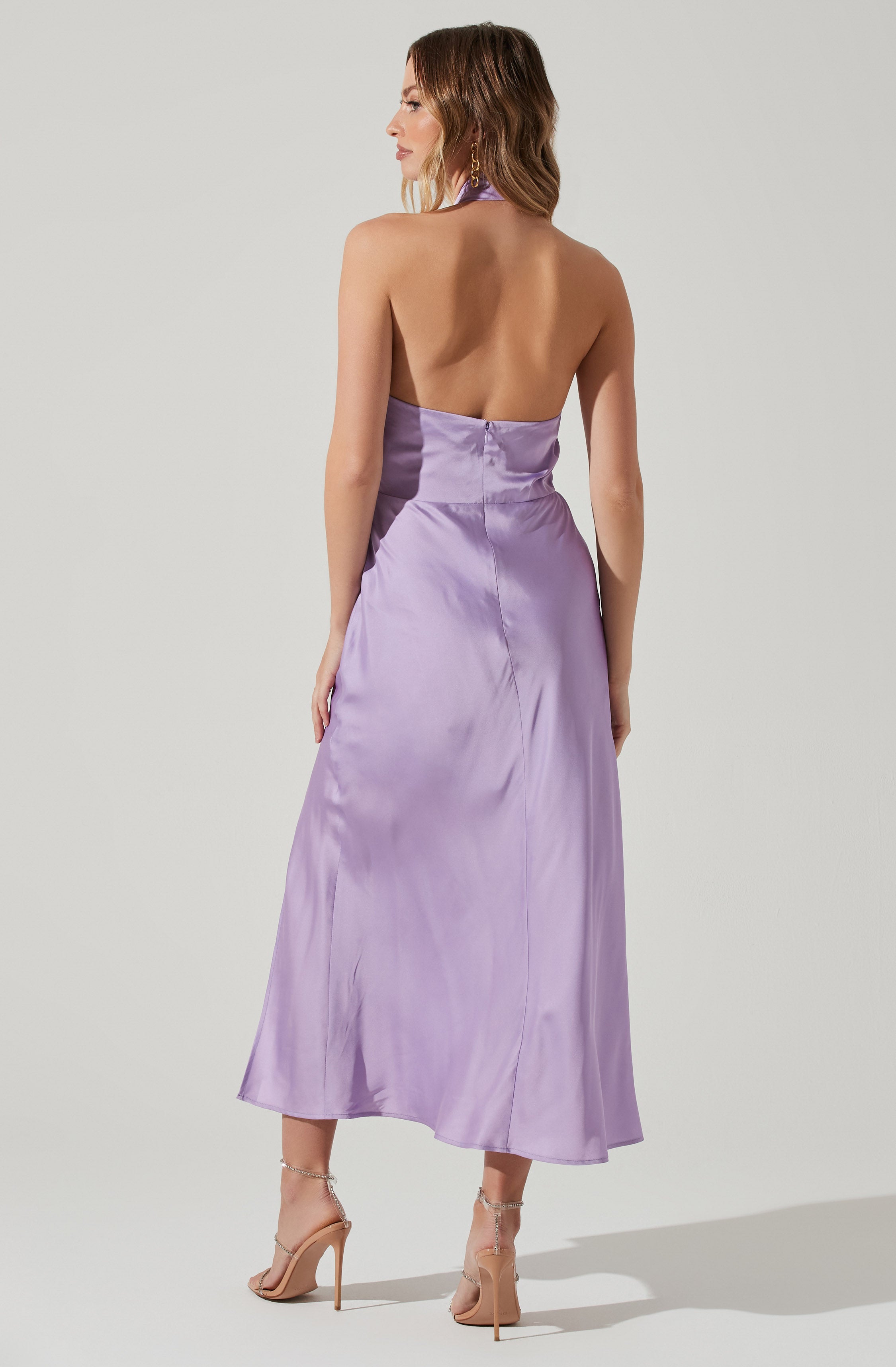 Marissa Satin Halter Neck Midi Dress