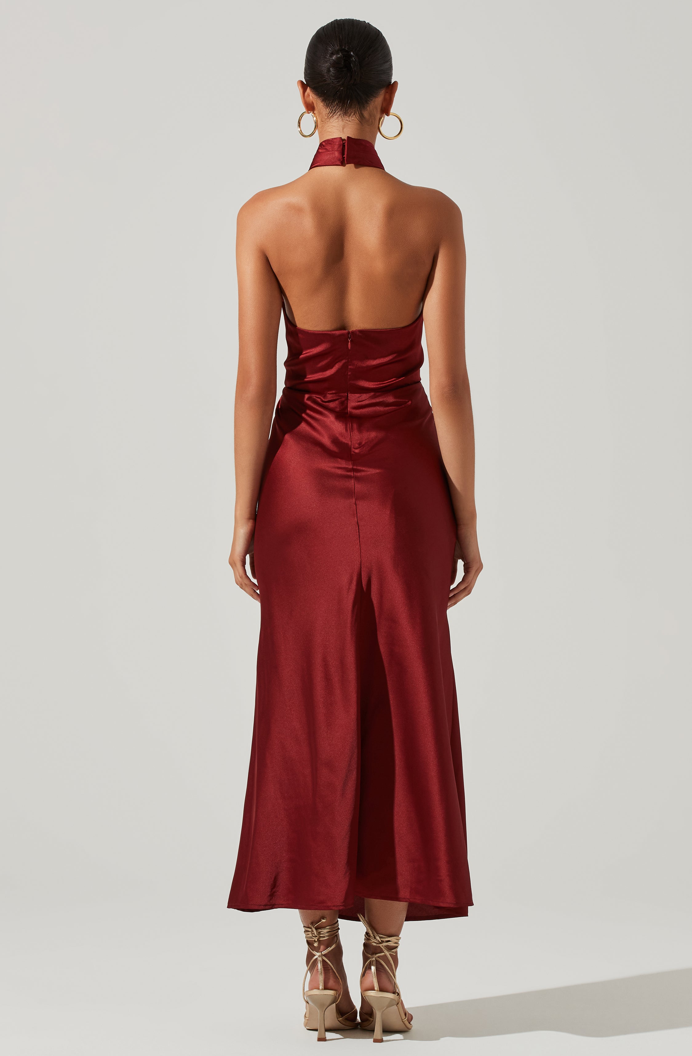 Marissa Satin Halter Neck Midi Dress
