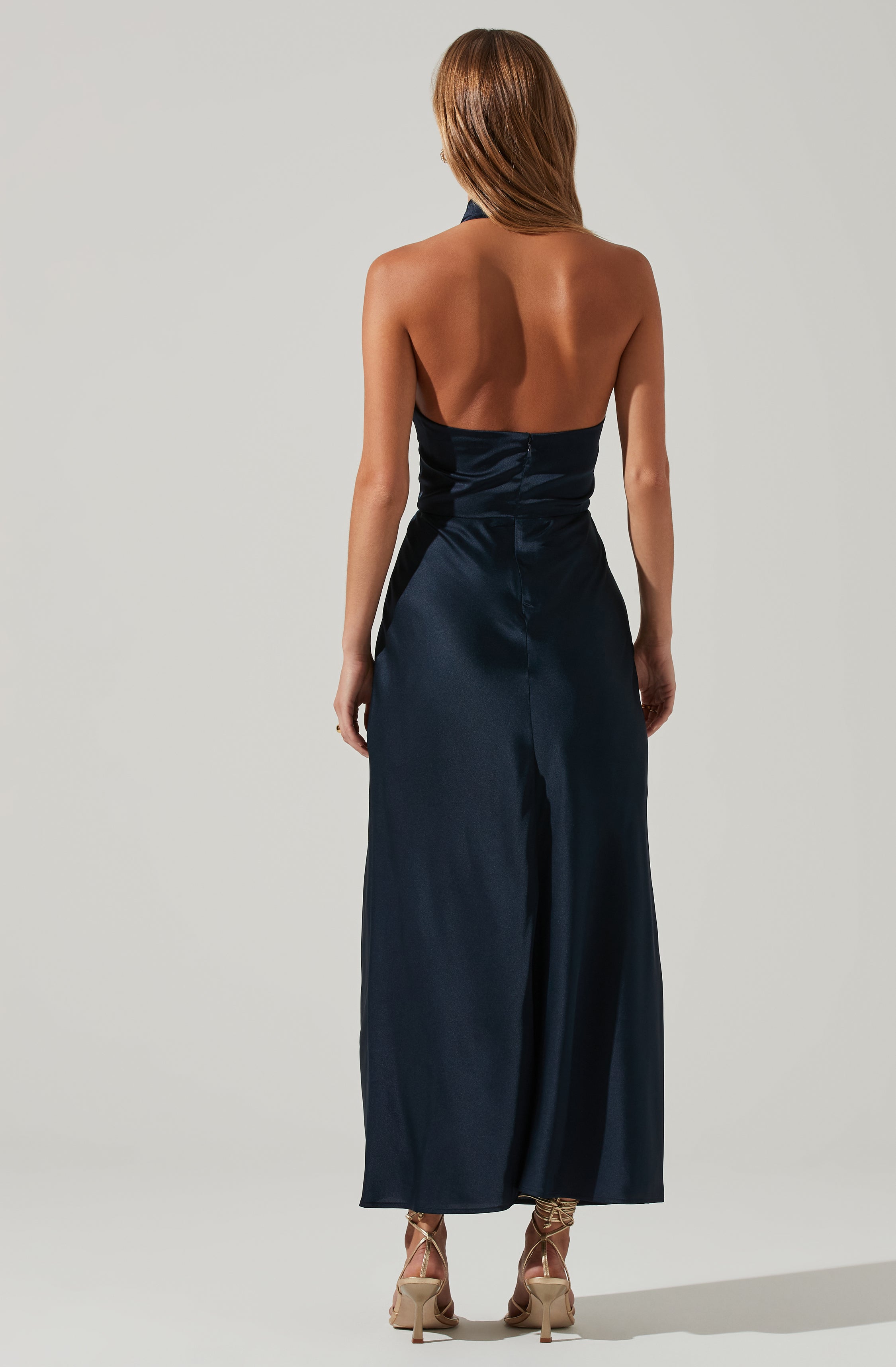 Marissa Satin Halter Neck Midi Dress