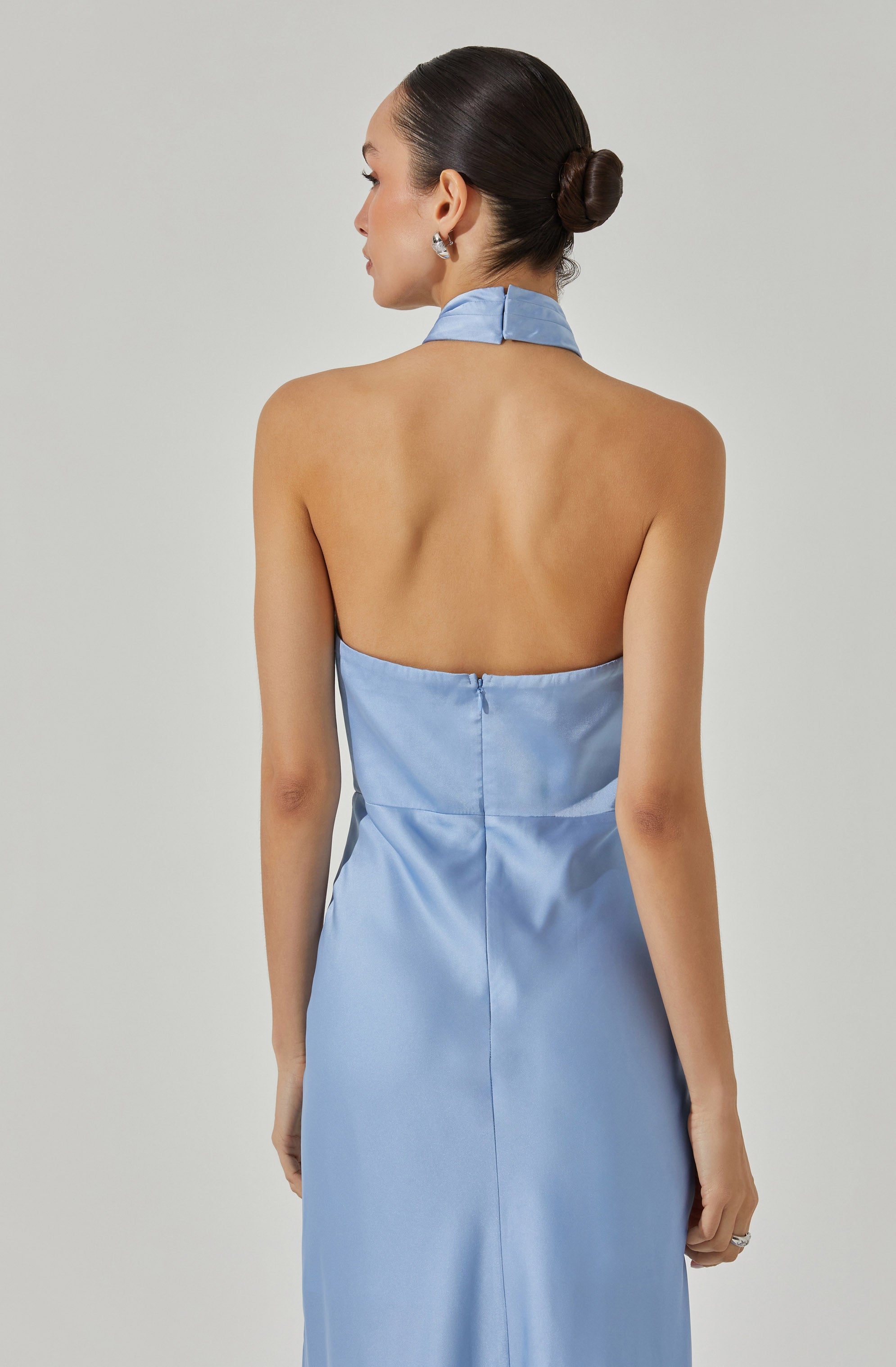 Marissa Satin Halter Neck Midi Dress