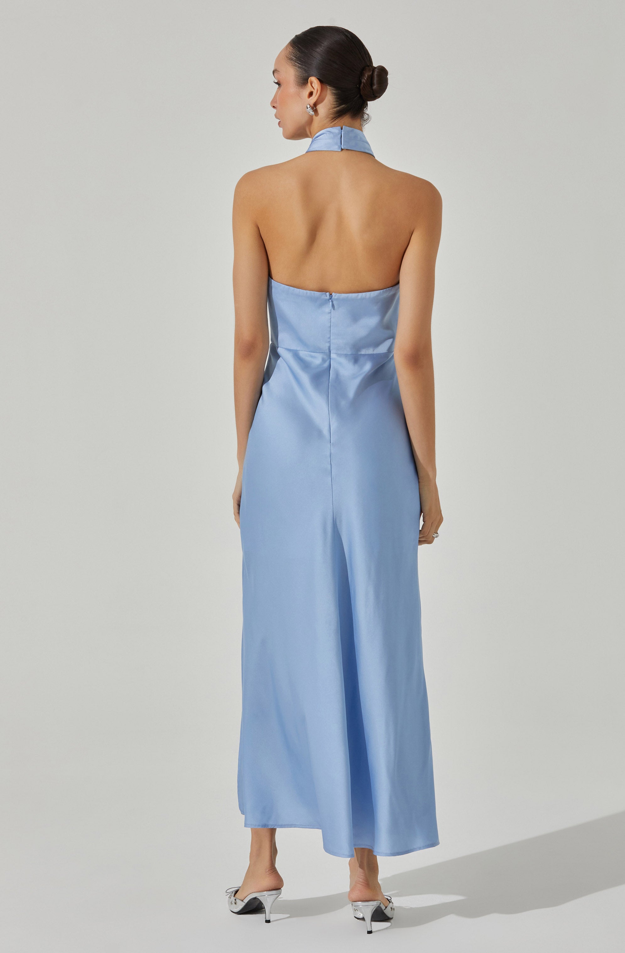 Marissa Satin Halter Neck Midi Dress