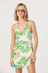 Satin Cowl Neck Halter Dress