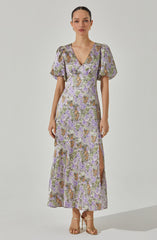 Satin Puff Sleeve Dress