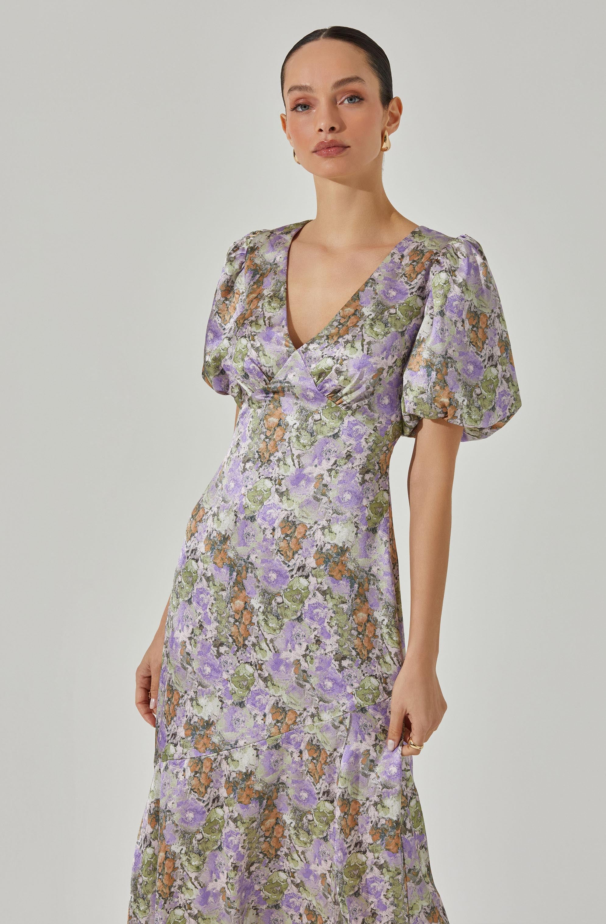 Satin Puff Sleeve Dress