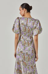 Satin Puff Sleeve Dress