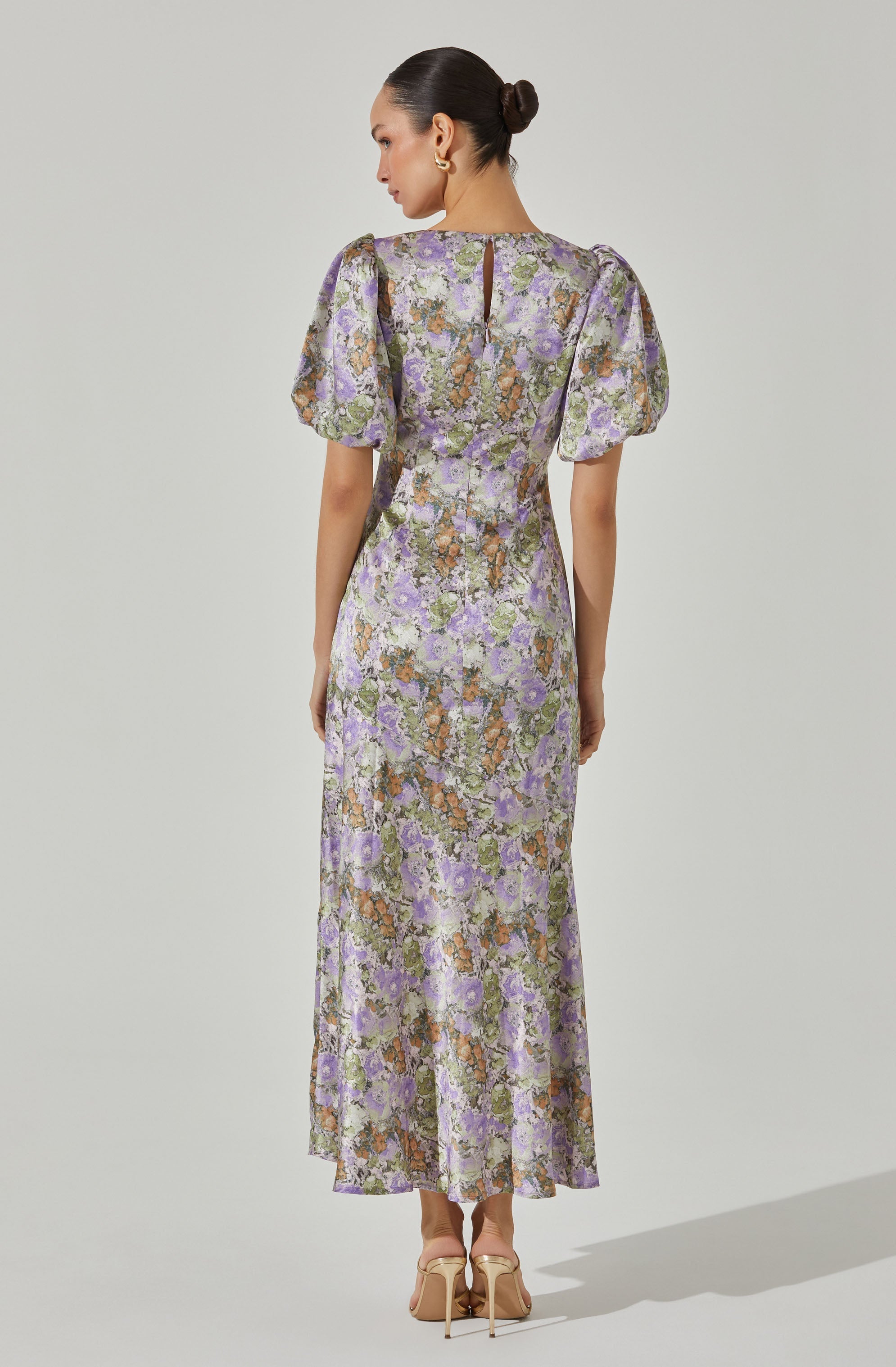 Satin Puff Sleeve Dress