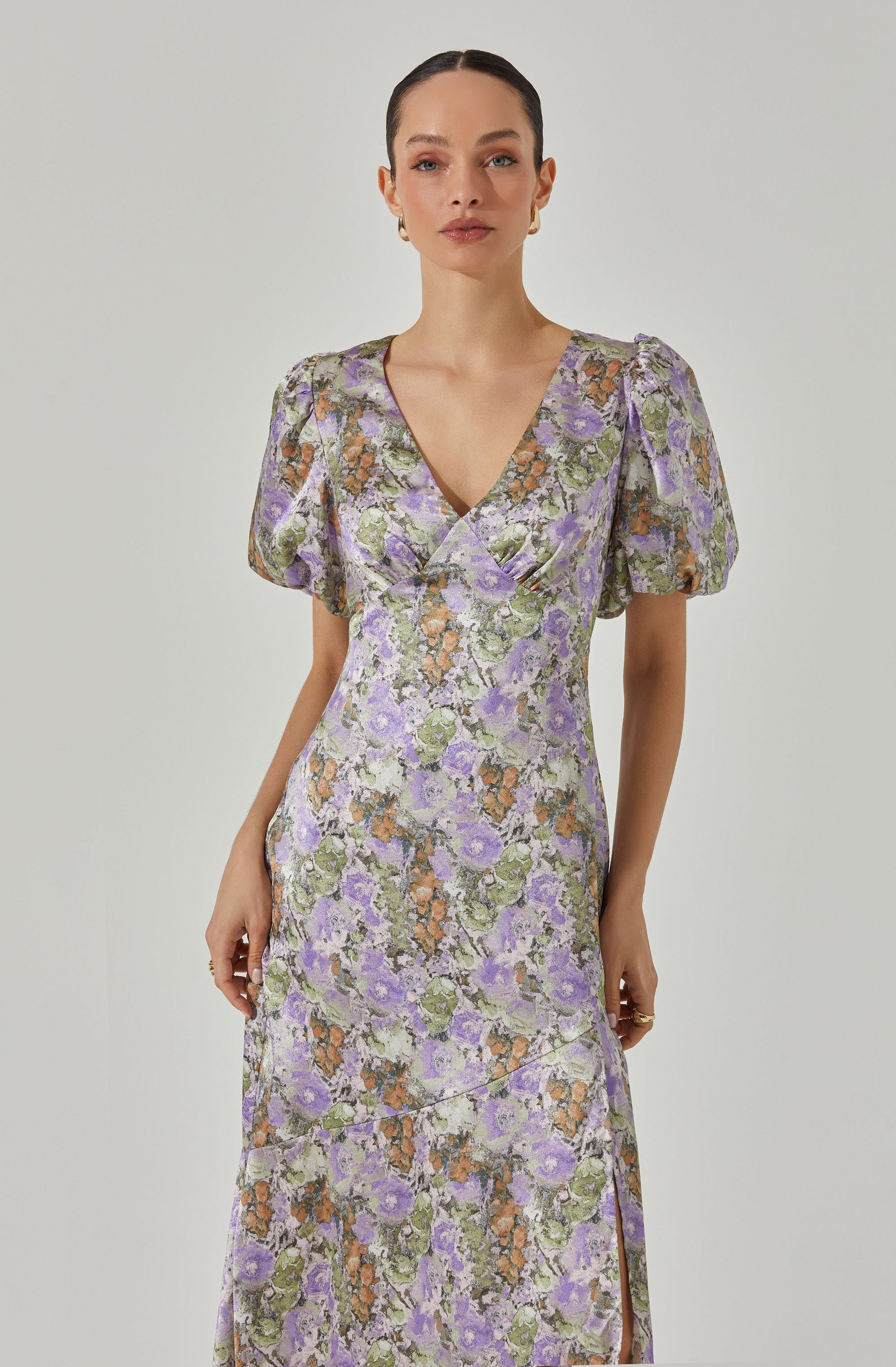 Satin Puff Sleeve Dress