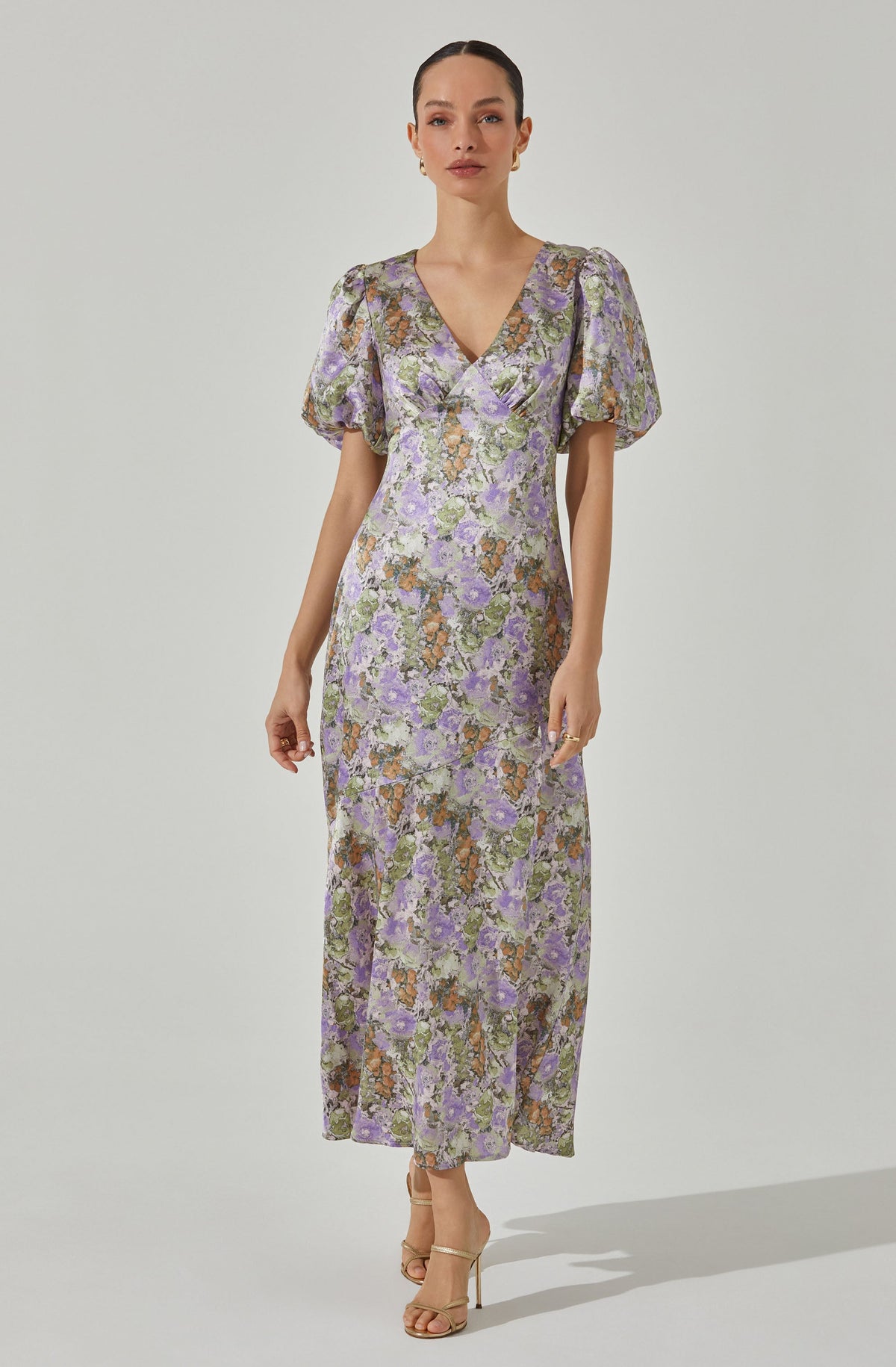 Satin Puff Sleeve Dress