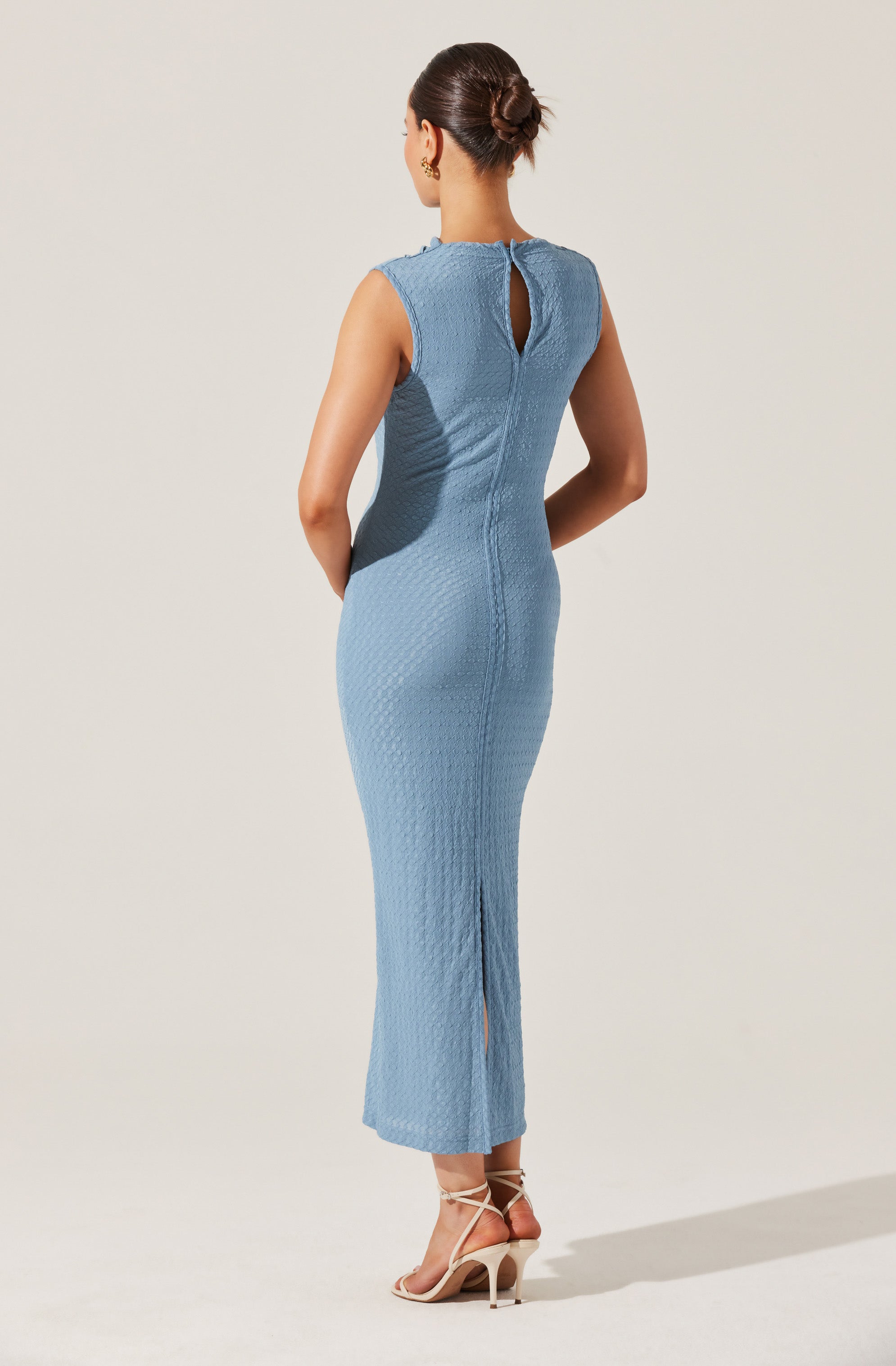 Textured Mock Neck Midi Dress