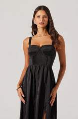 Pleated Bustier Midi Dress