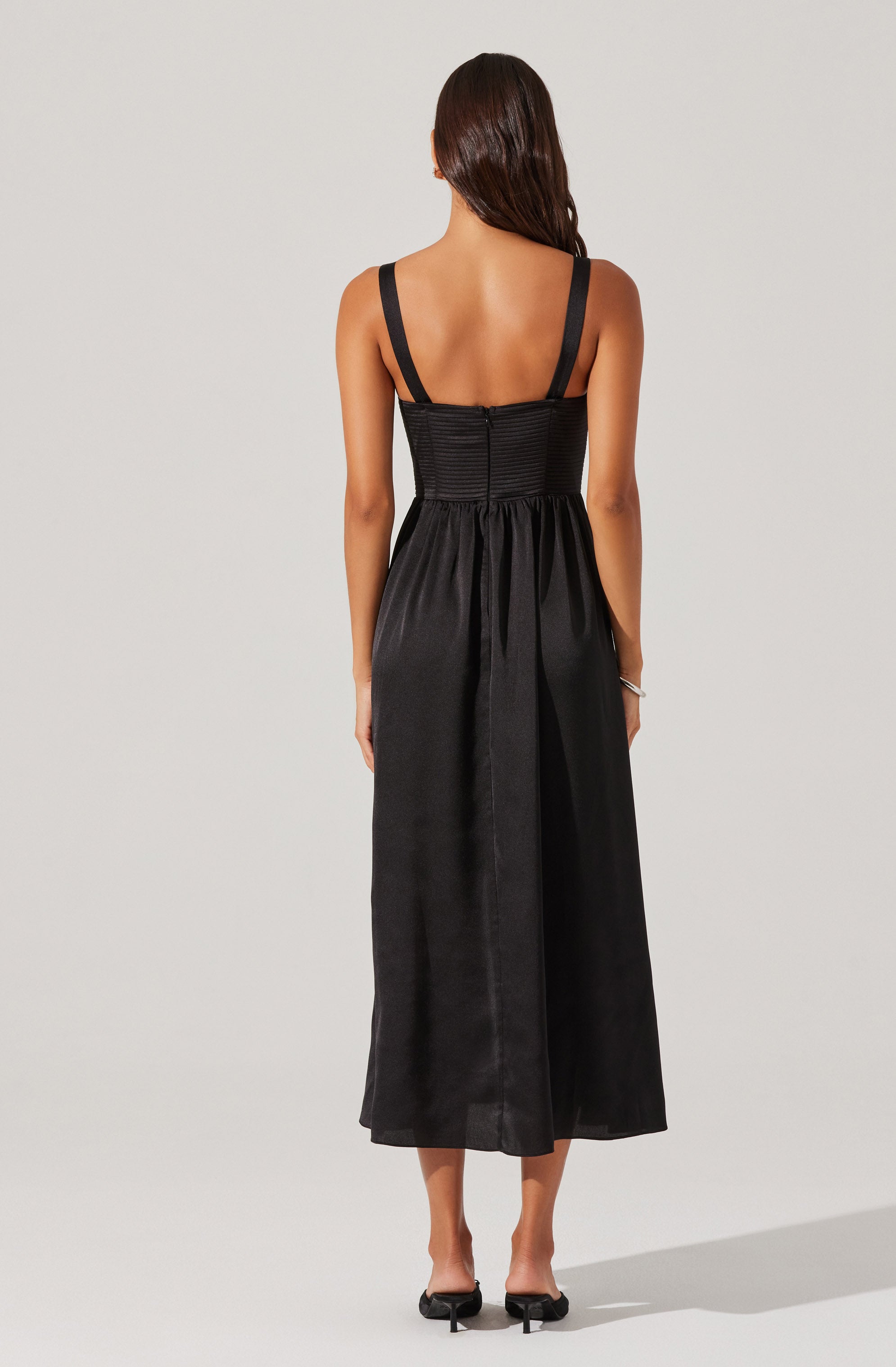 Pleated Bustier Midi Dress