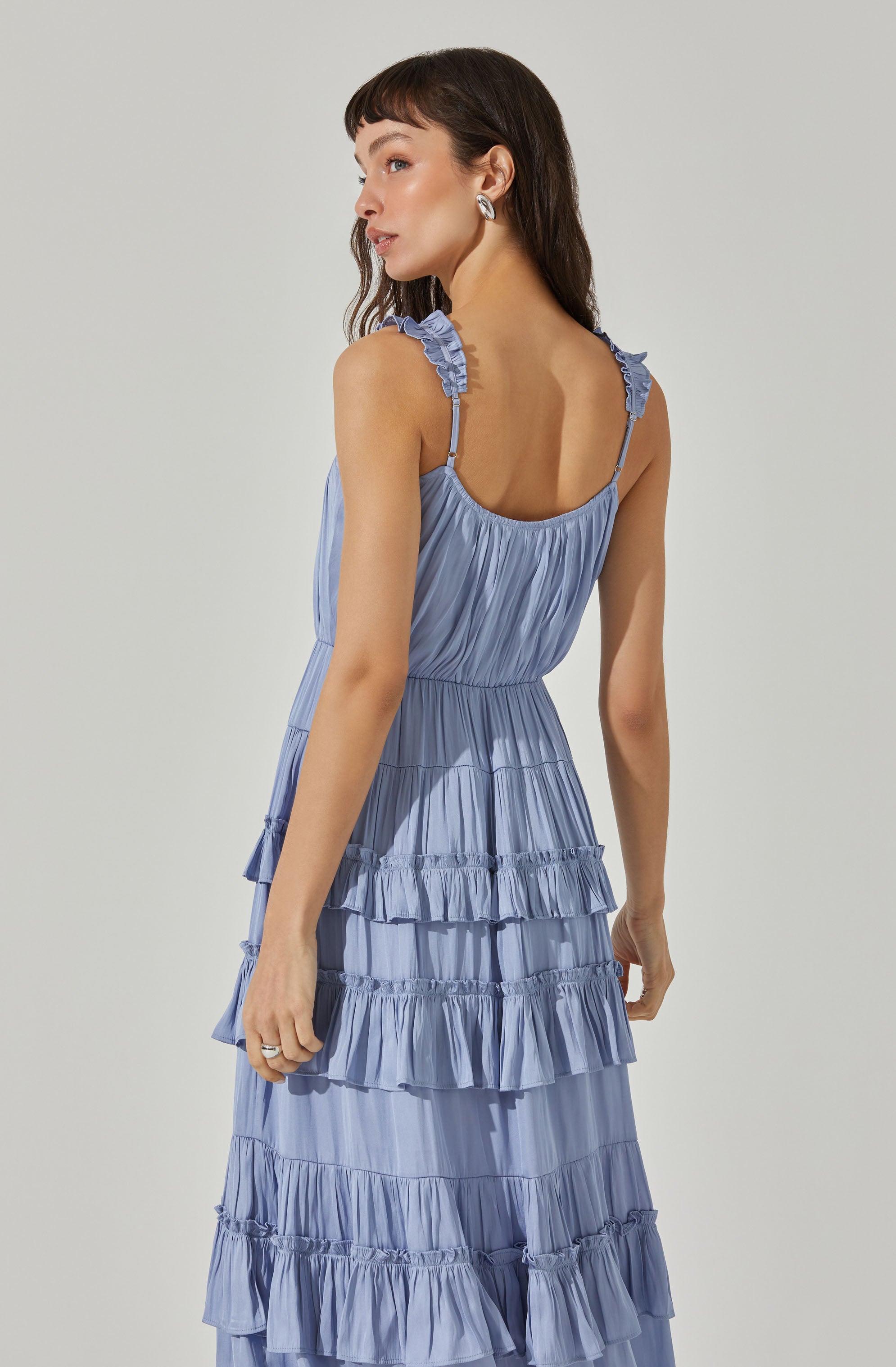 Satin Tiered Midi Dress