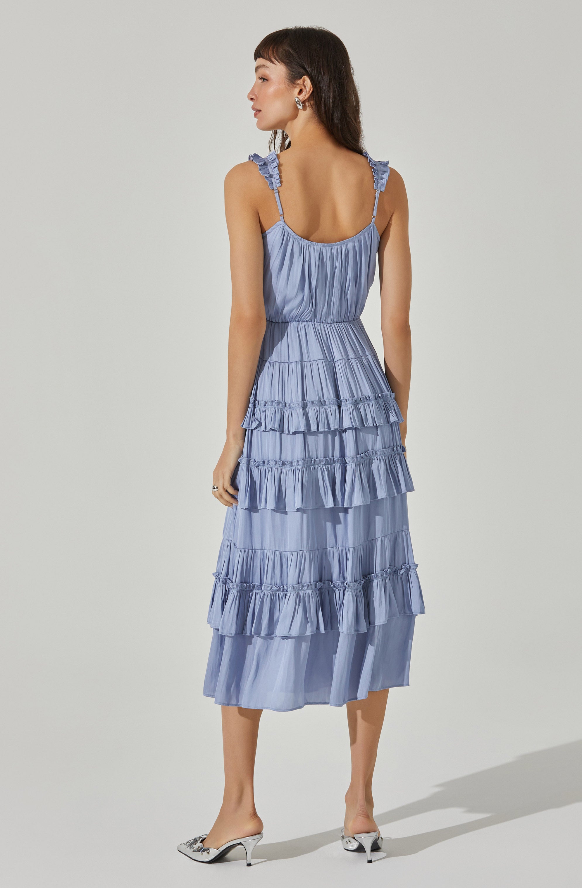 Satin Tiered Midi Dress