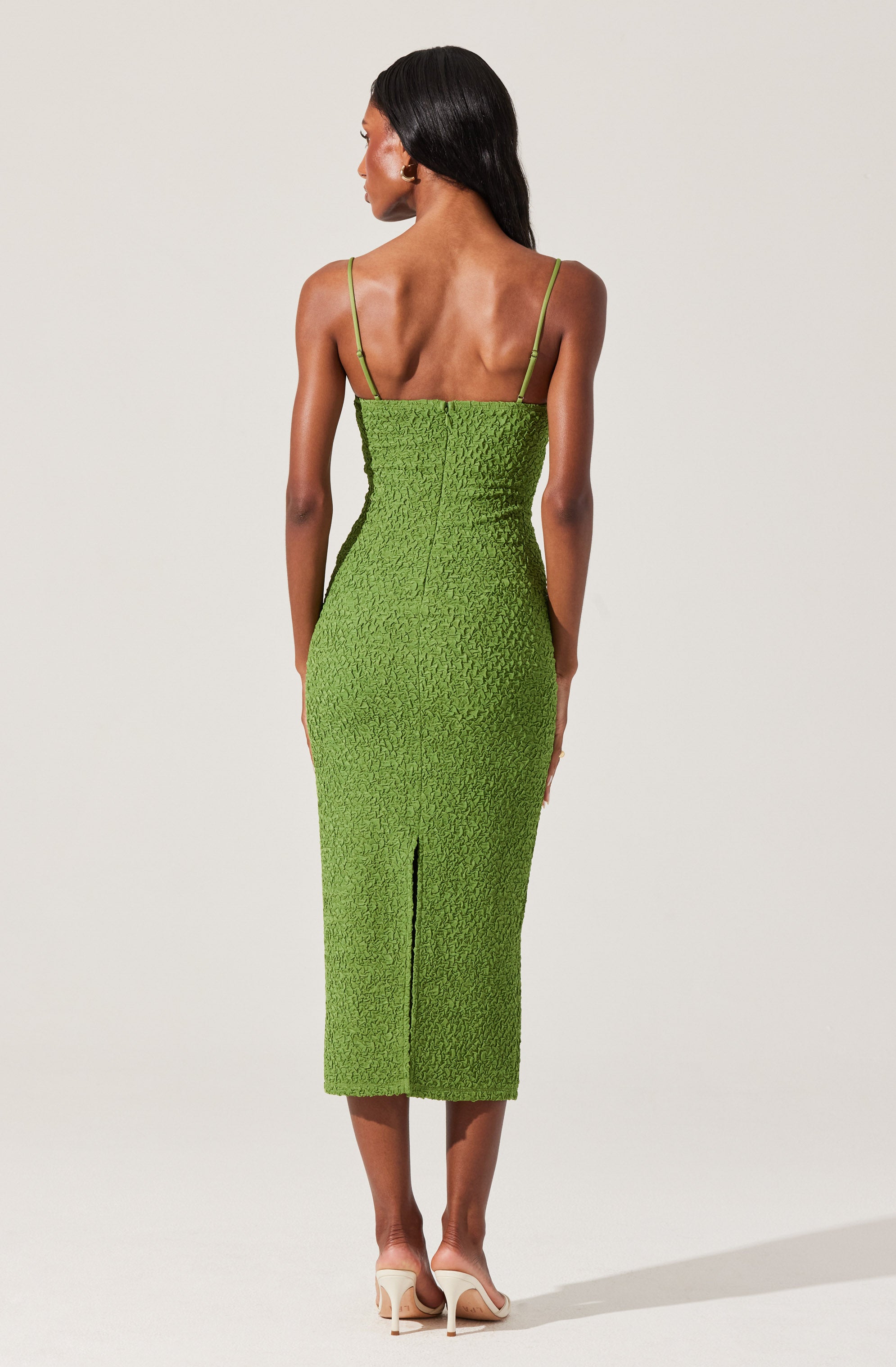 Textured Bustier Midi Dress