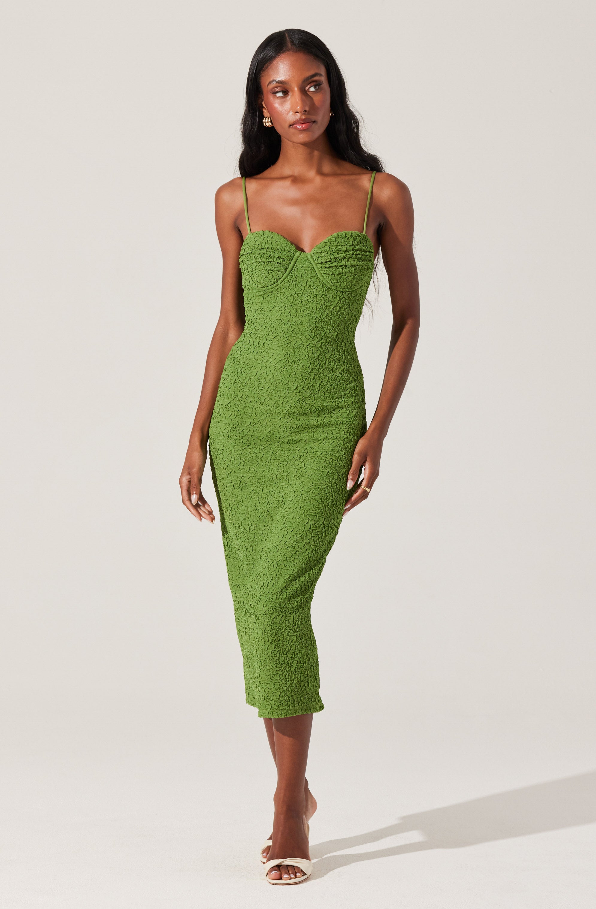 Textured Bustier Midi Dress