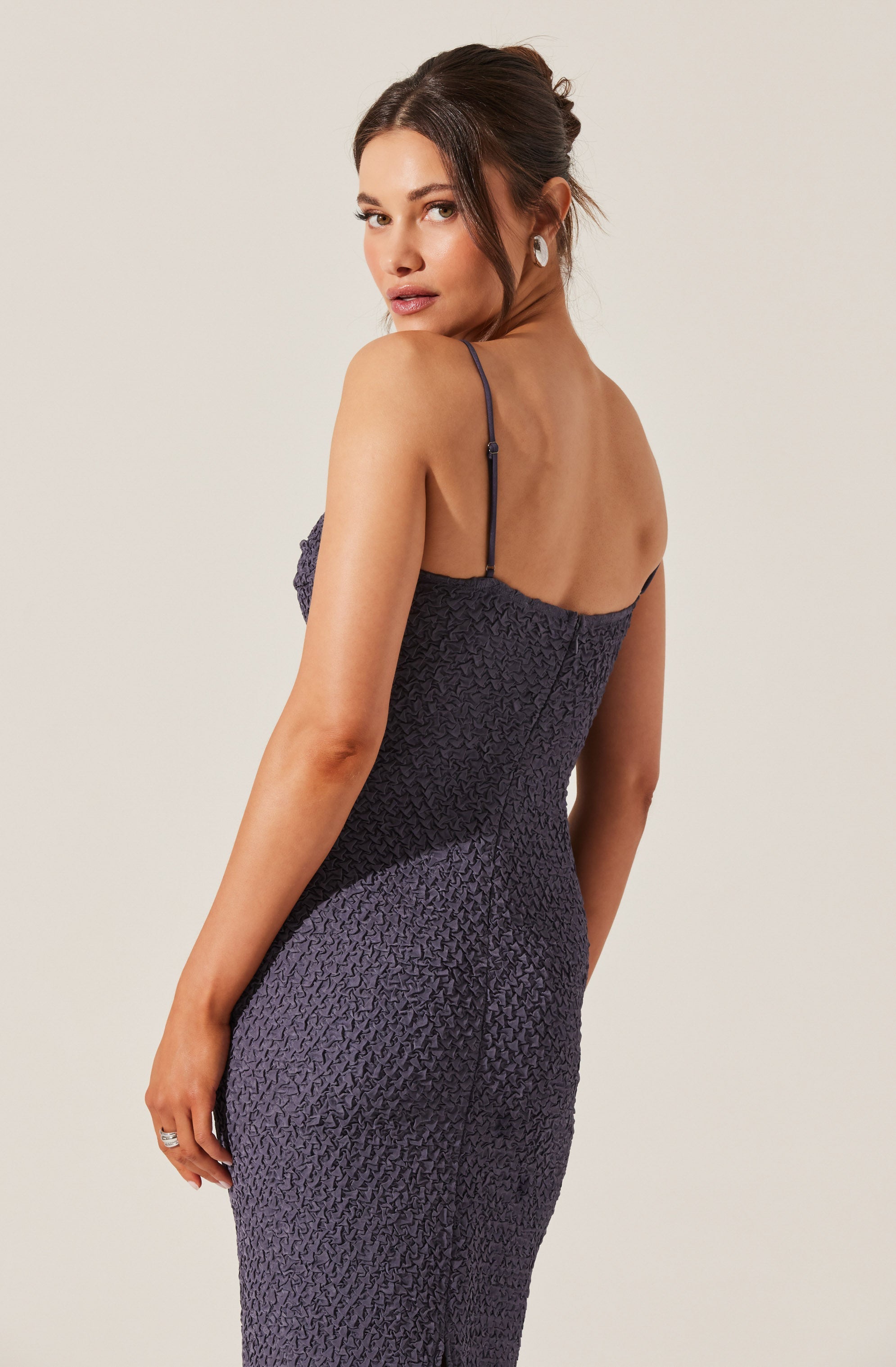Textured Bustier Midi Dress