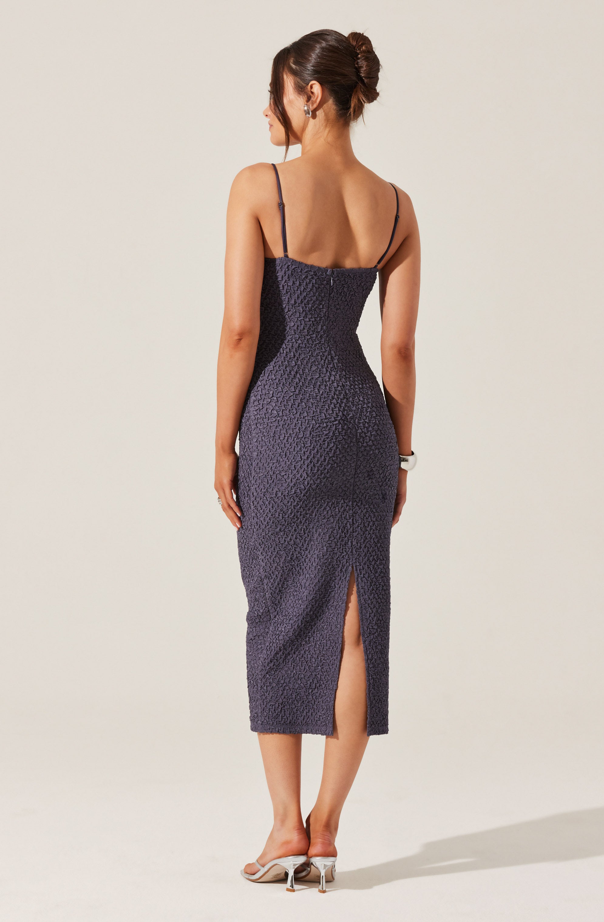 Textured Bustier Midi Dress