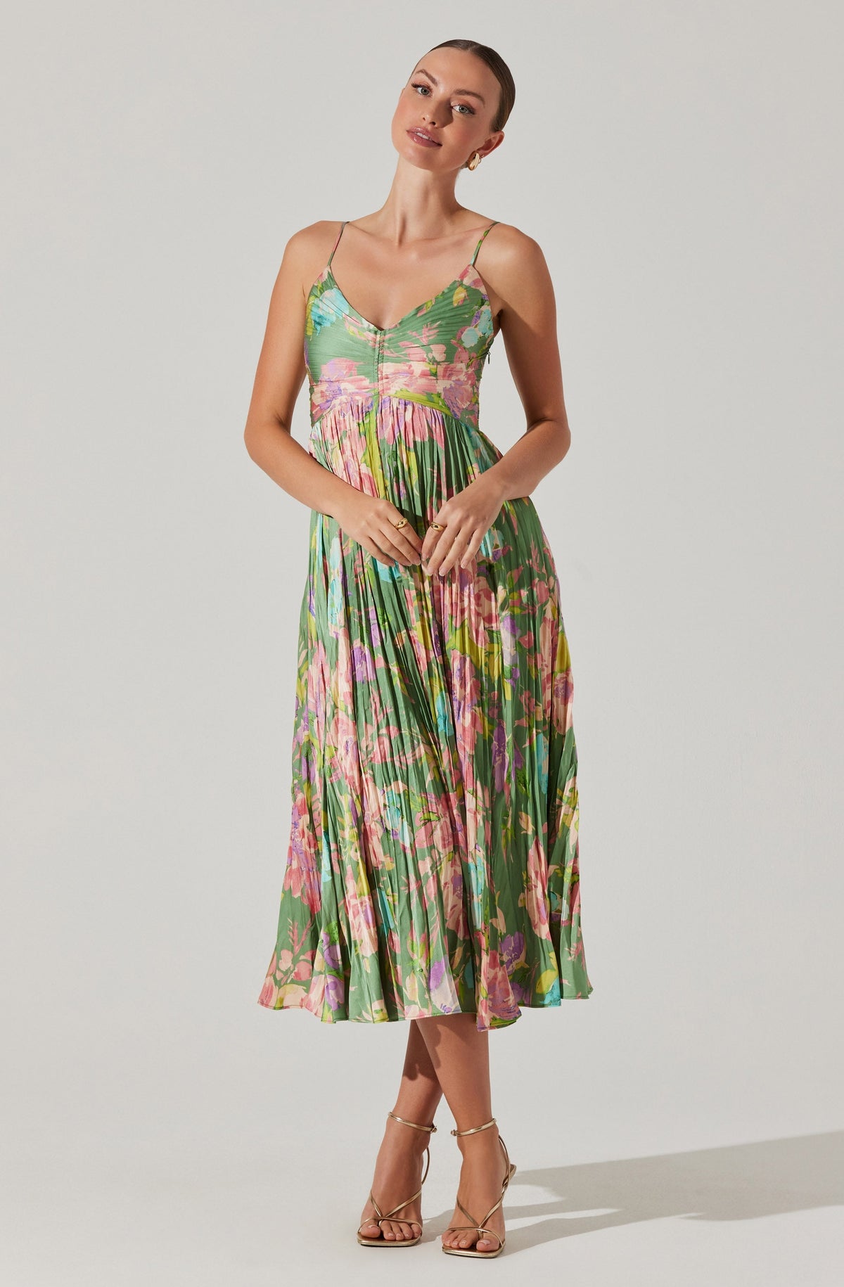 Maeve Printed Pleated Midi Dress