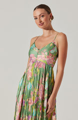 Maeve Printed Pleated Midi Dress