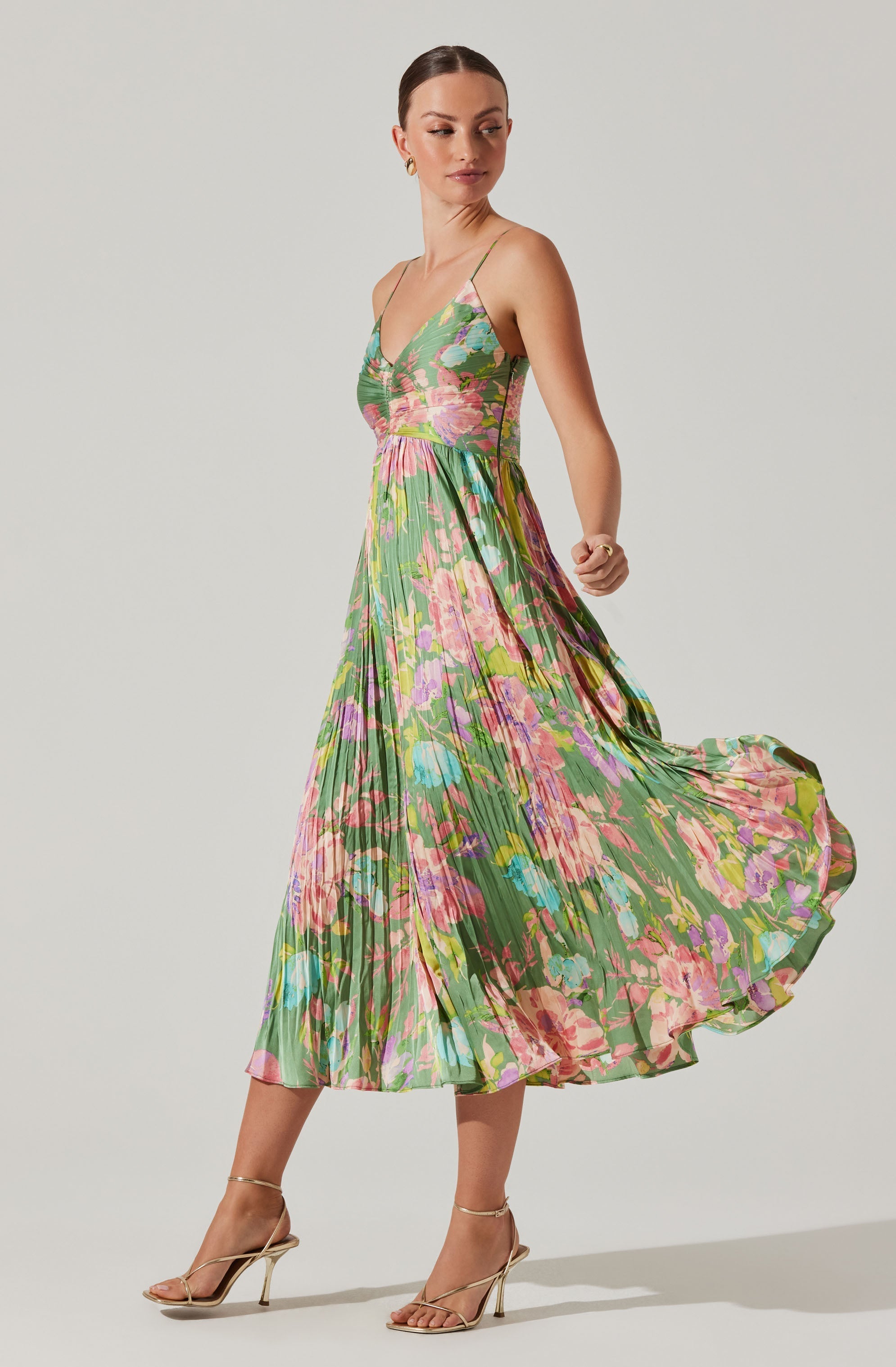 Maeve Printed Pleated Midi Dress