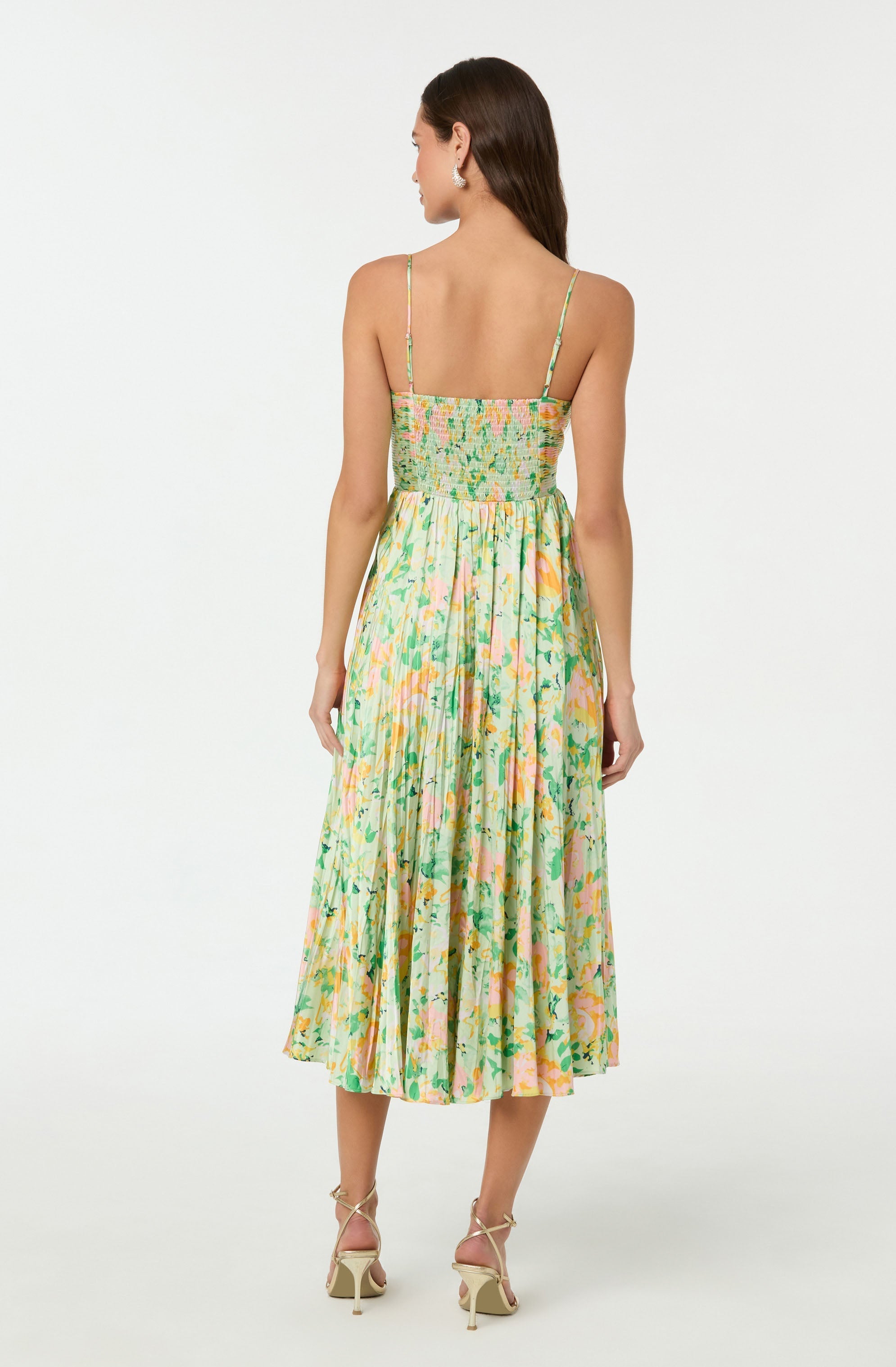 Maeve Printed Pleated Midi Dress