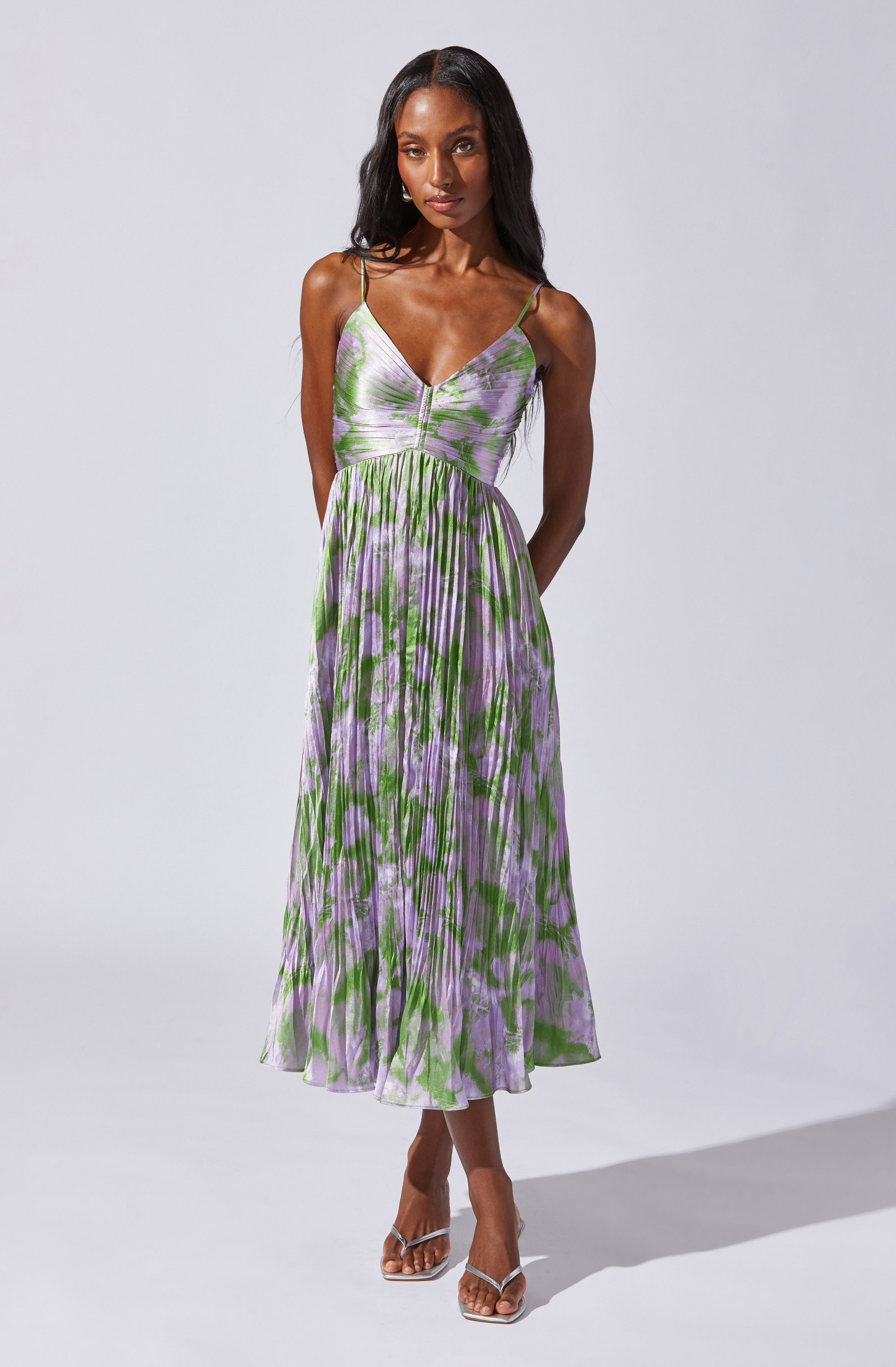 Maeve Printed Pleated Midi Dress