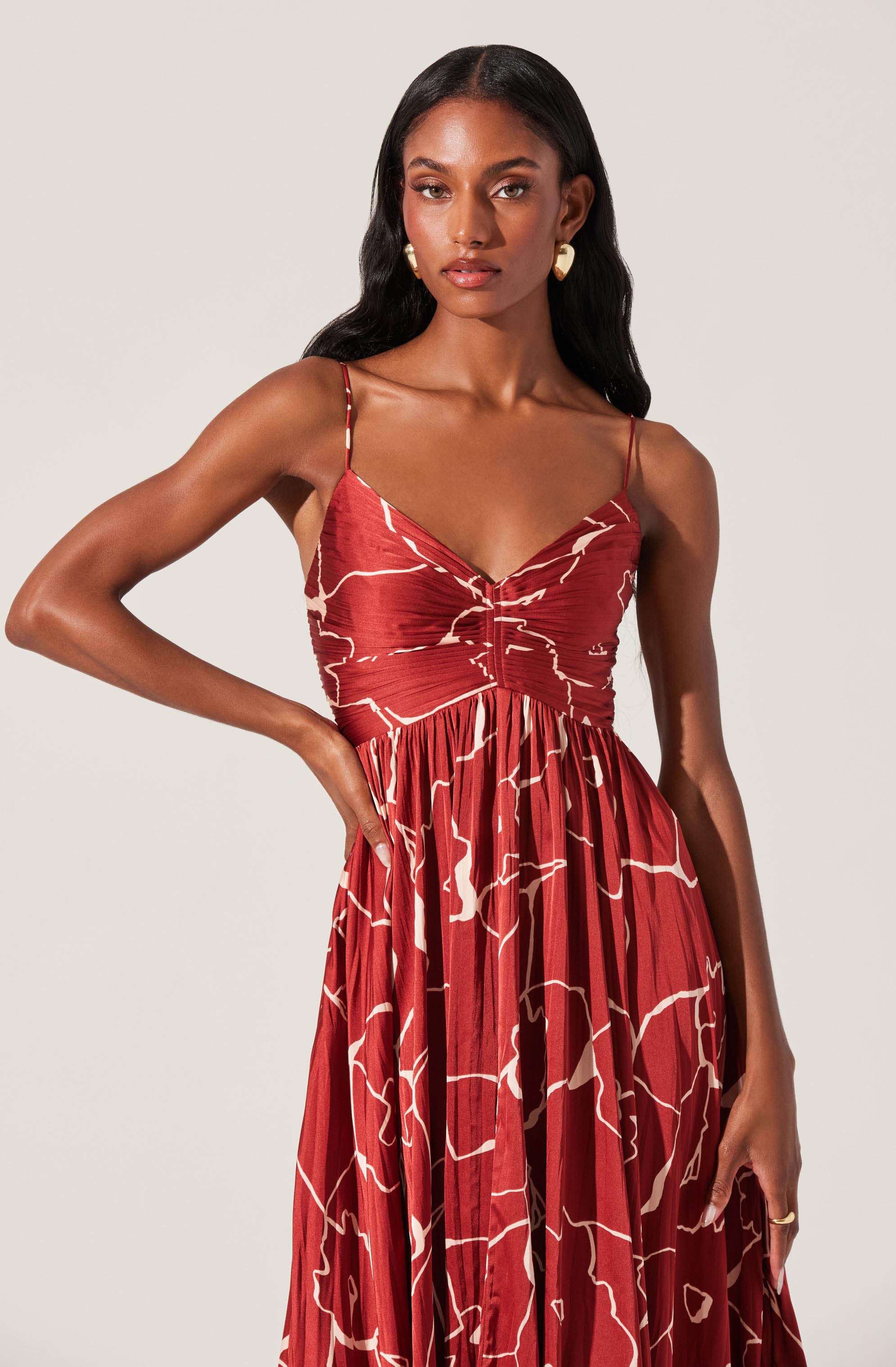 Maeve Printed Pleated Midi Dress