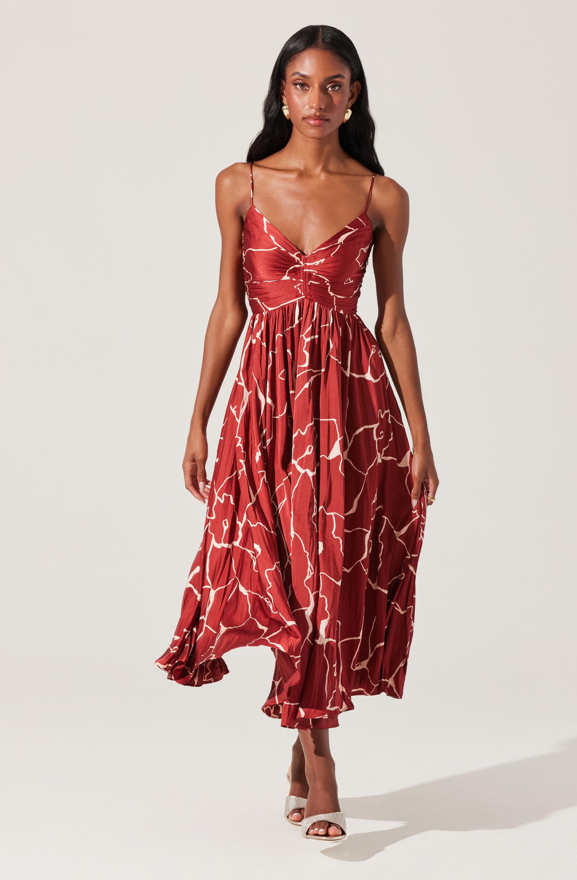 Maeve Printed Pleated Midi Dress