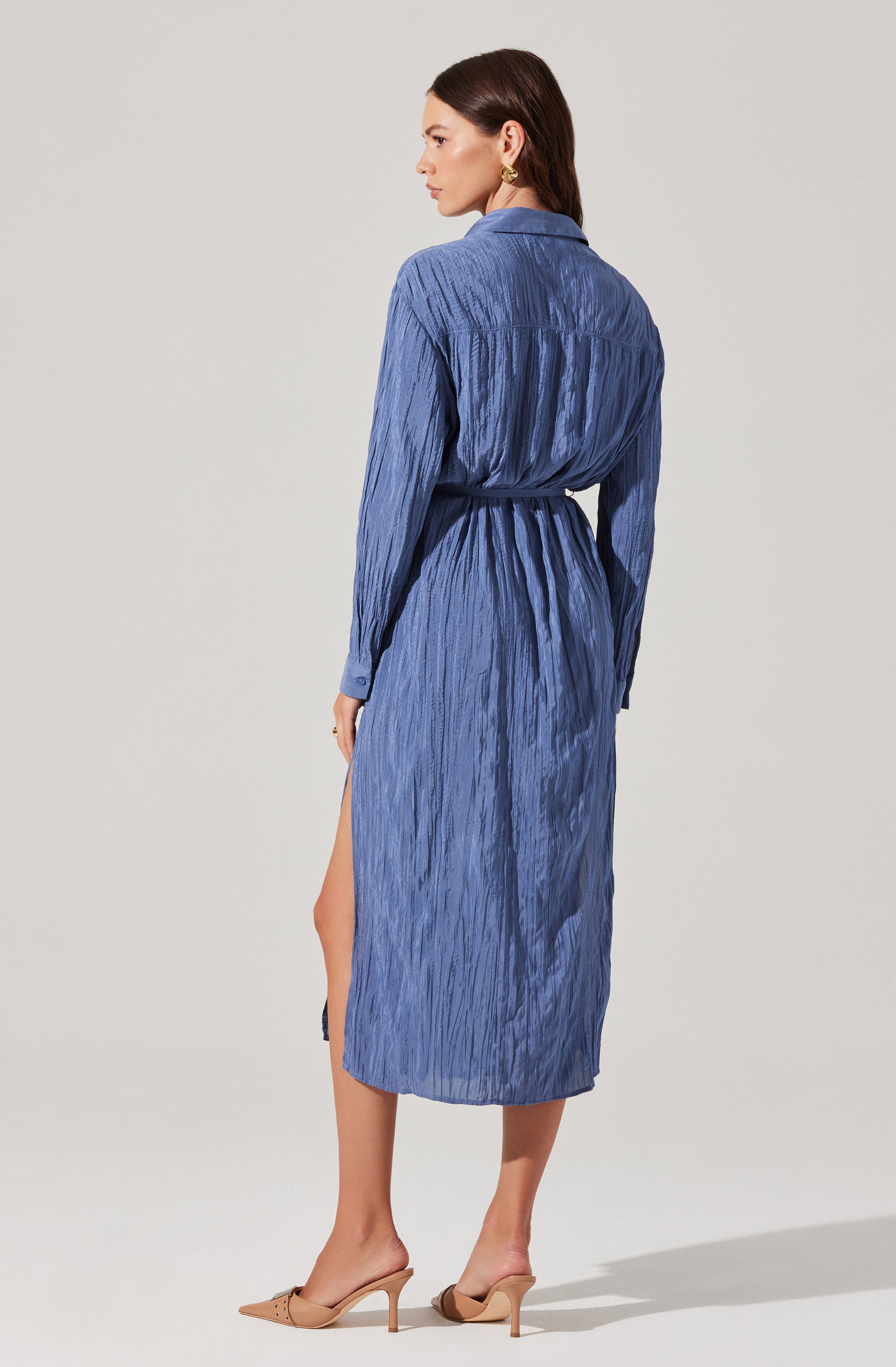 Belted Long Sleeve Shirt Dress