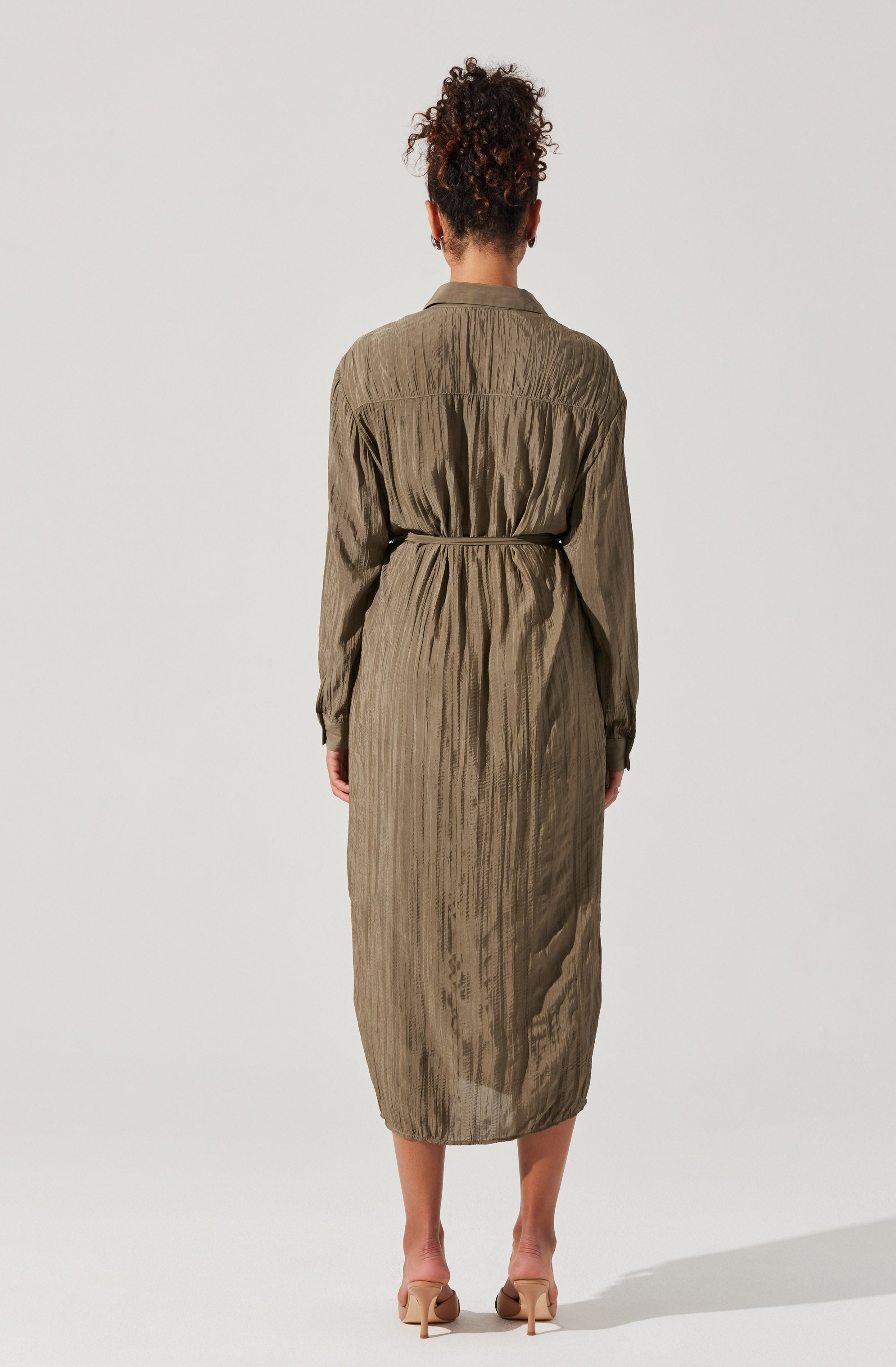 Belted Long Sleeve Shirt Dress