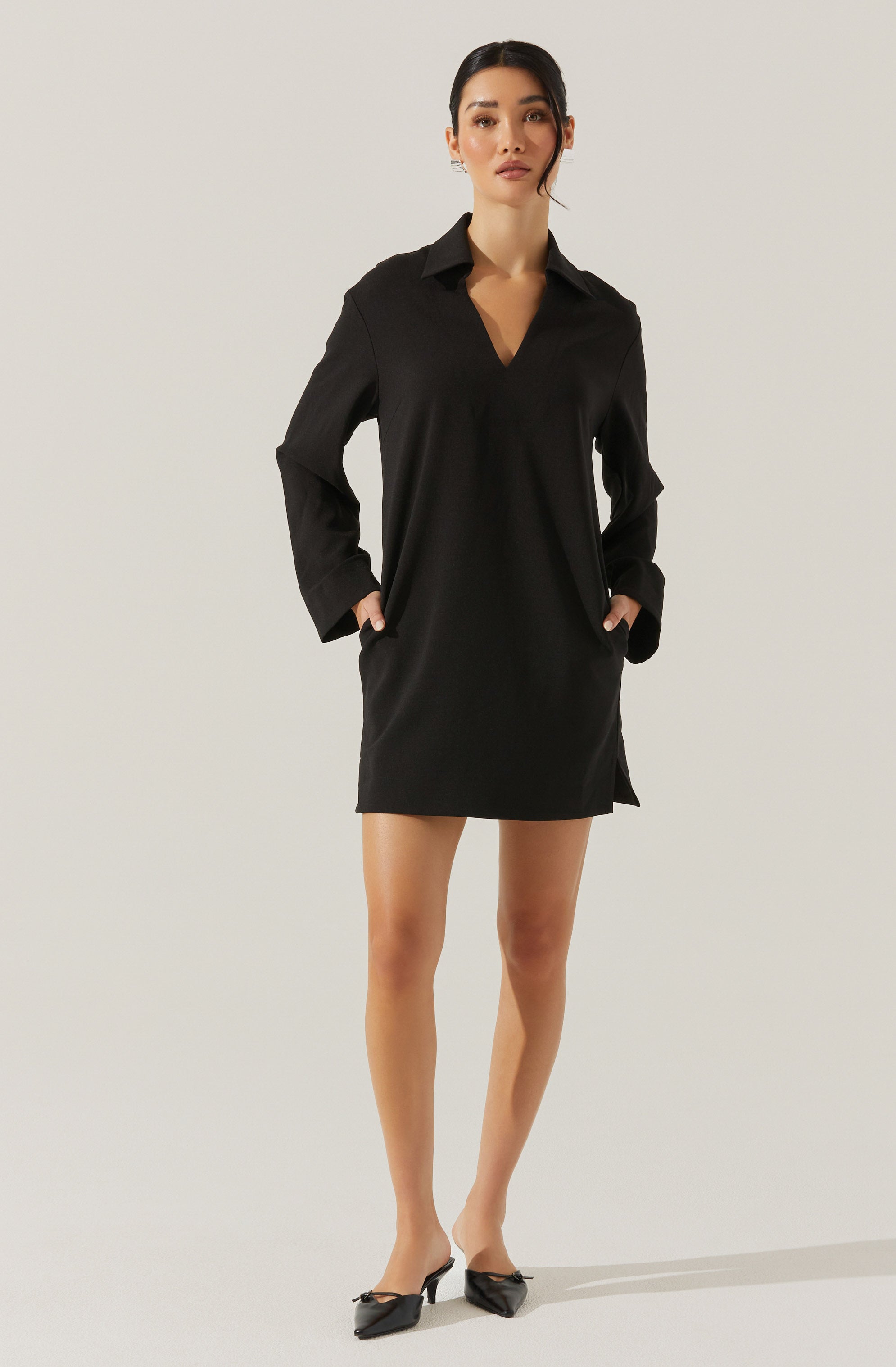 V-Neck Woven Mini Dress