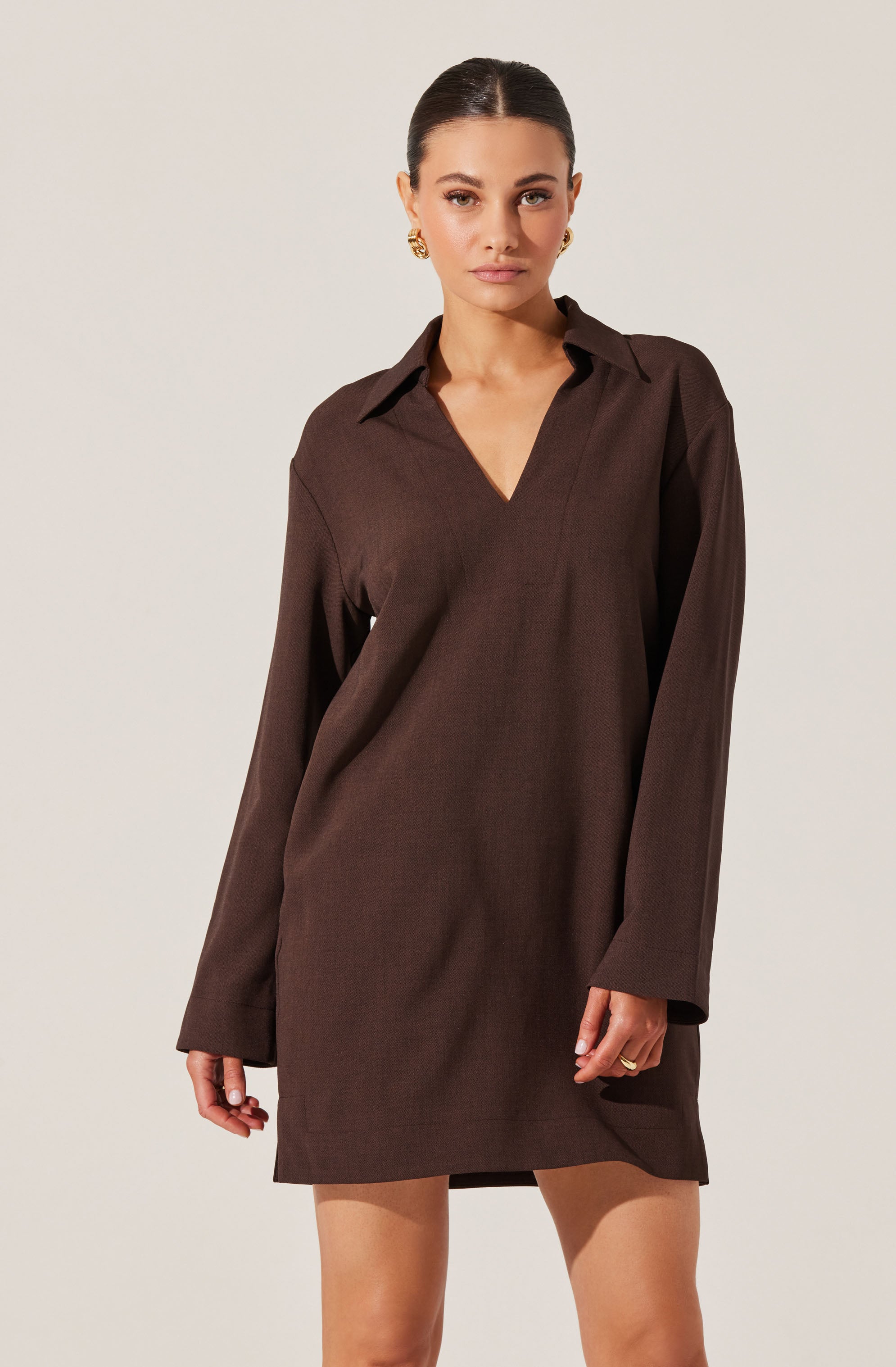 V-Neck Woven Mini Dress