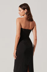 Strapless Double-Breasted Midi Dress