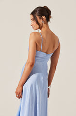 Satin Straight Neck Midi Dress