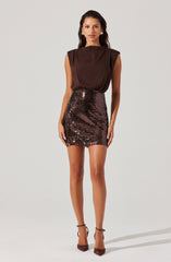 Sequin Mixed Media Mini Dress
