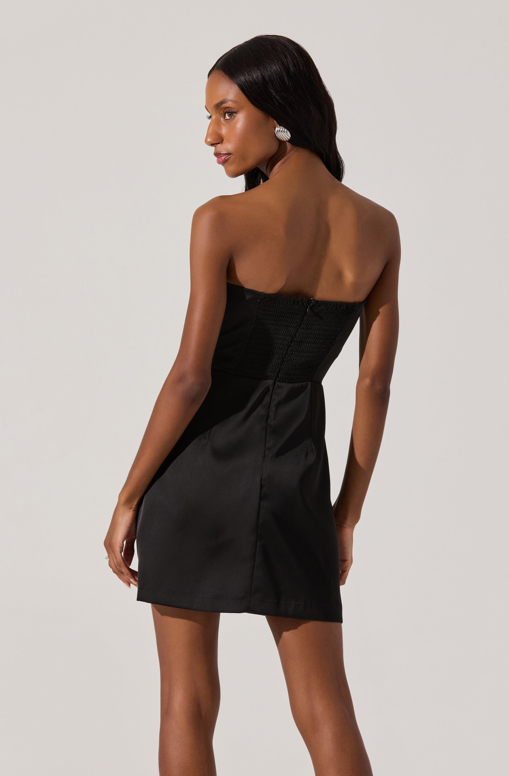 Satin Strapless Mini Dress
