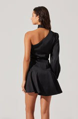 Satin Scarf Mini Skater Dress