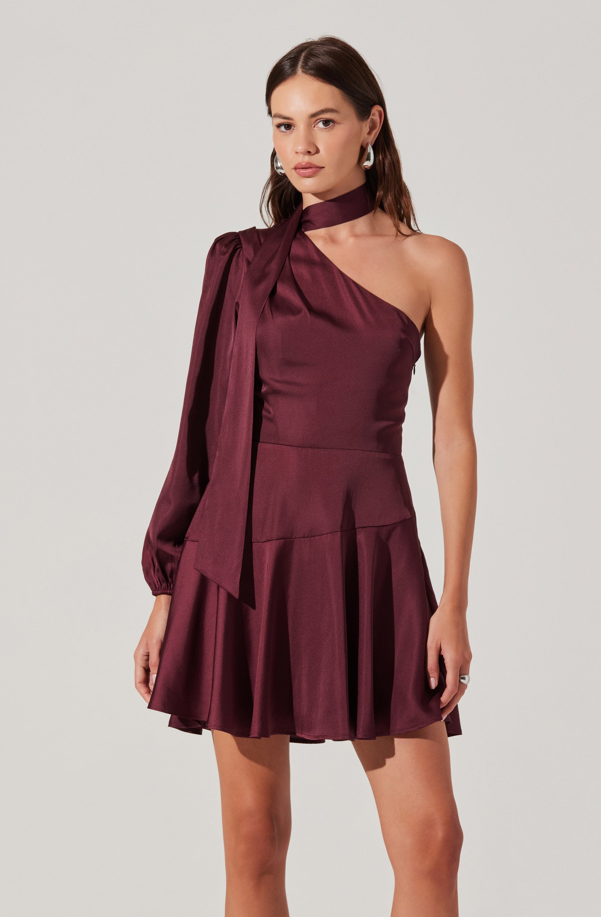 Satin Scarf Mini Skater Dress