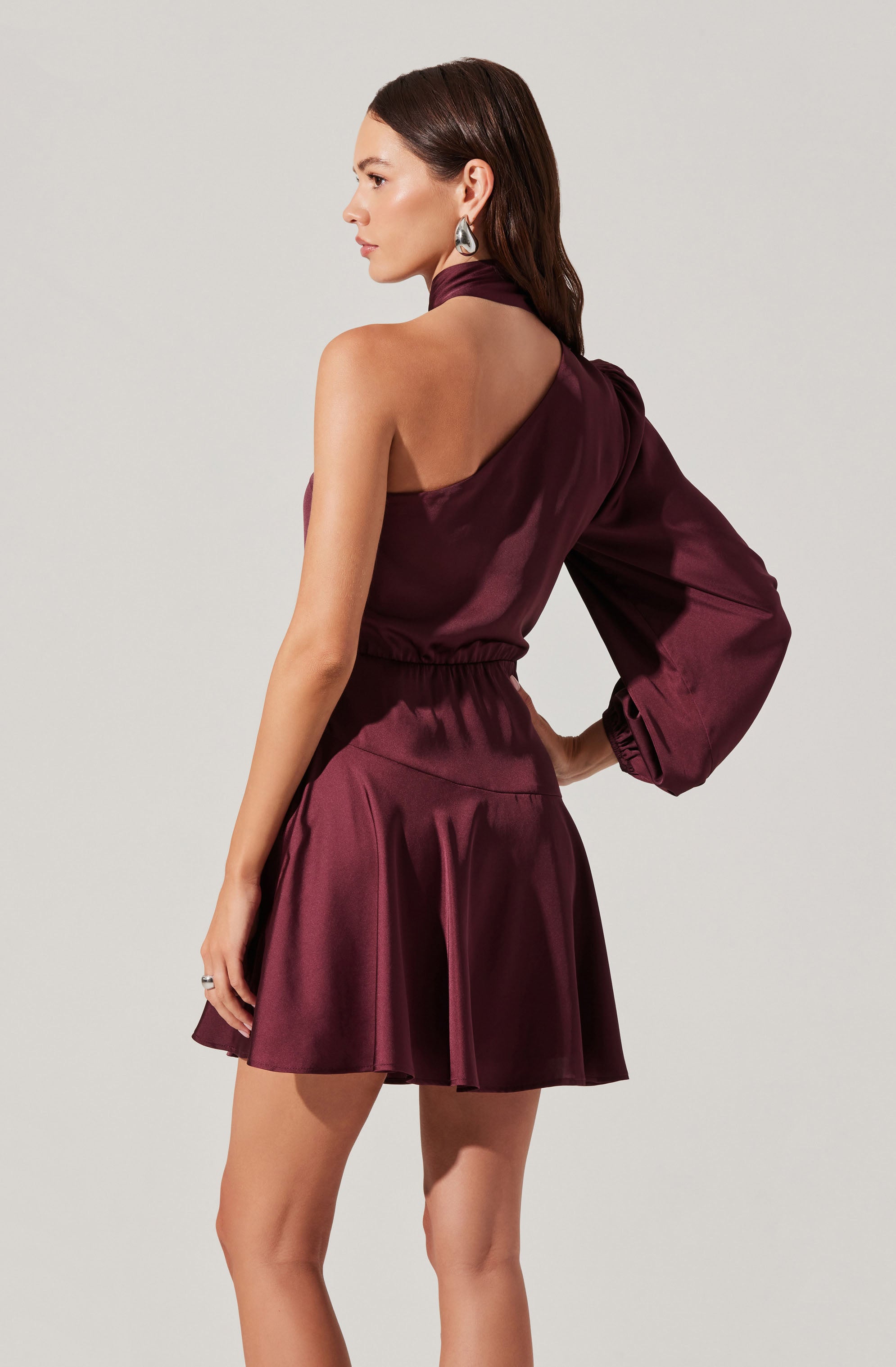 Satin Scarf Mini Skater Dress