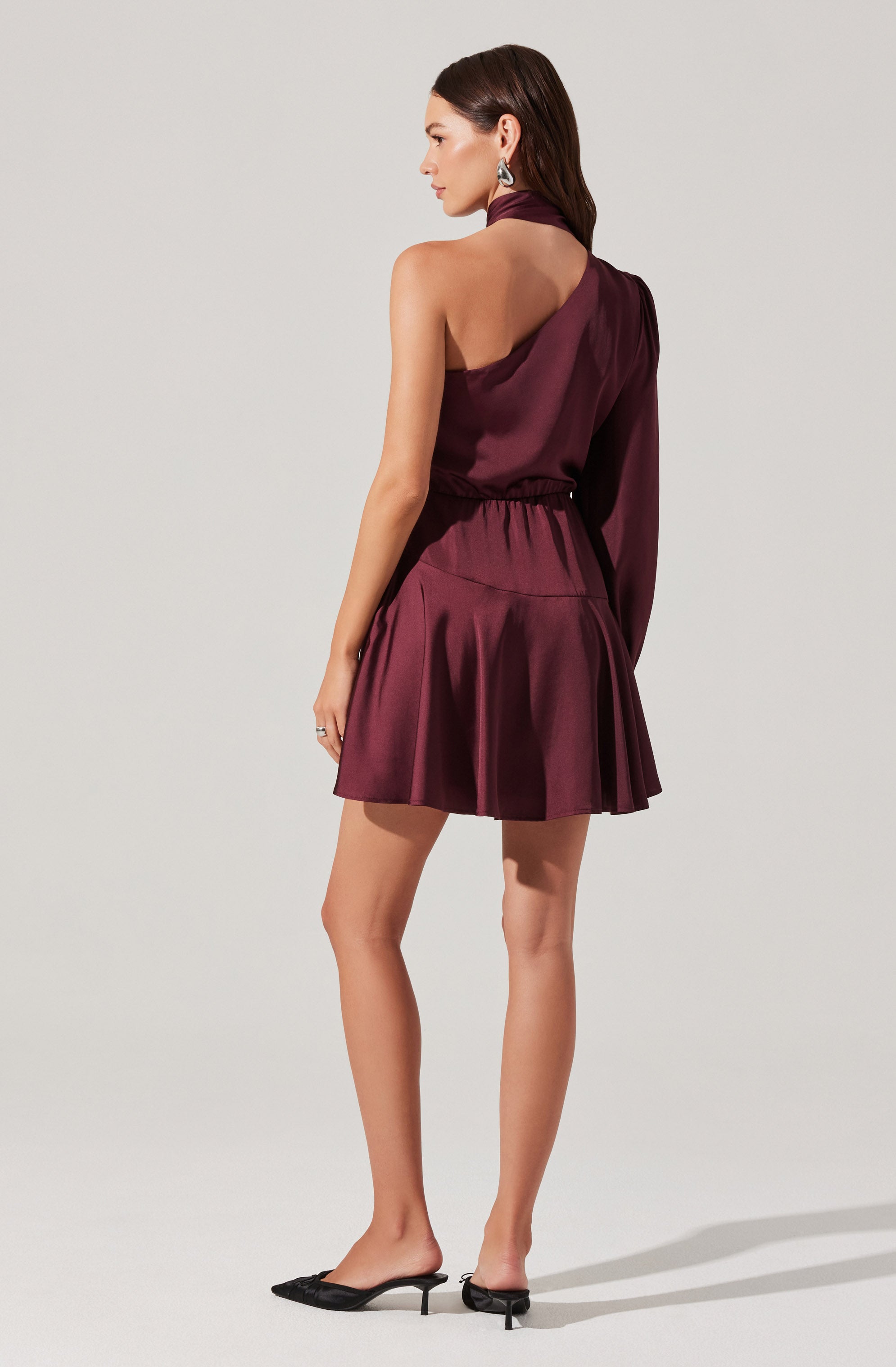 Satin Scarf Mini Skater Dress