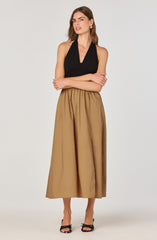 Mixed Media Halter Midi Dress