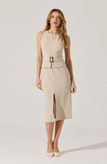 Tailored Belted Midi Dress