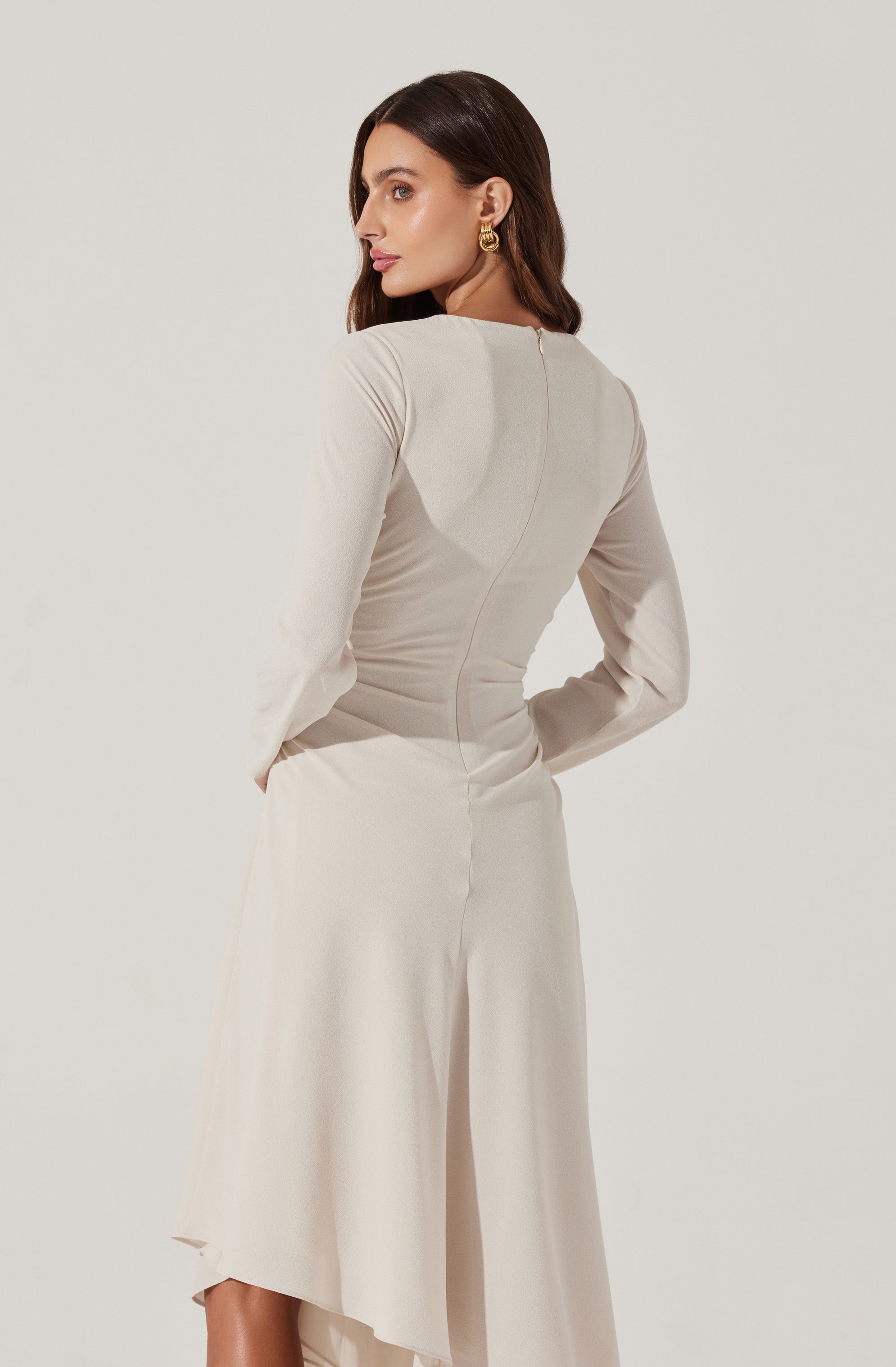 Long Sleeve Asymmetrical Hem Dress