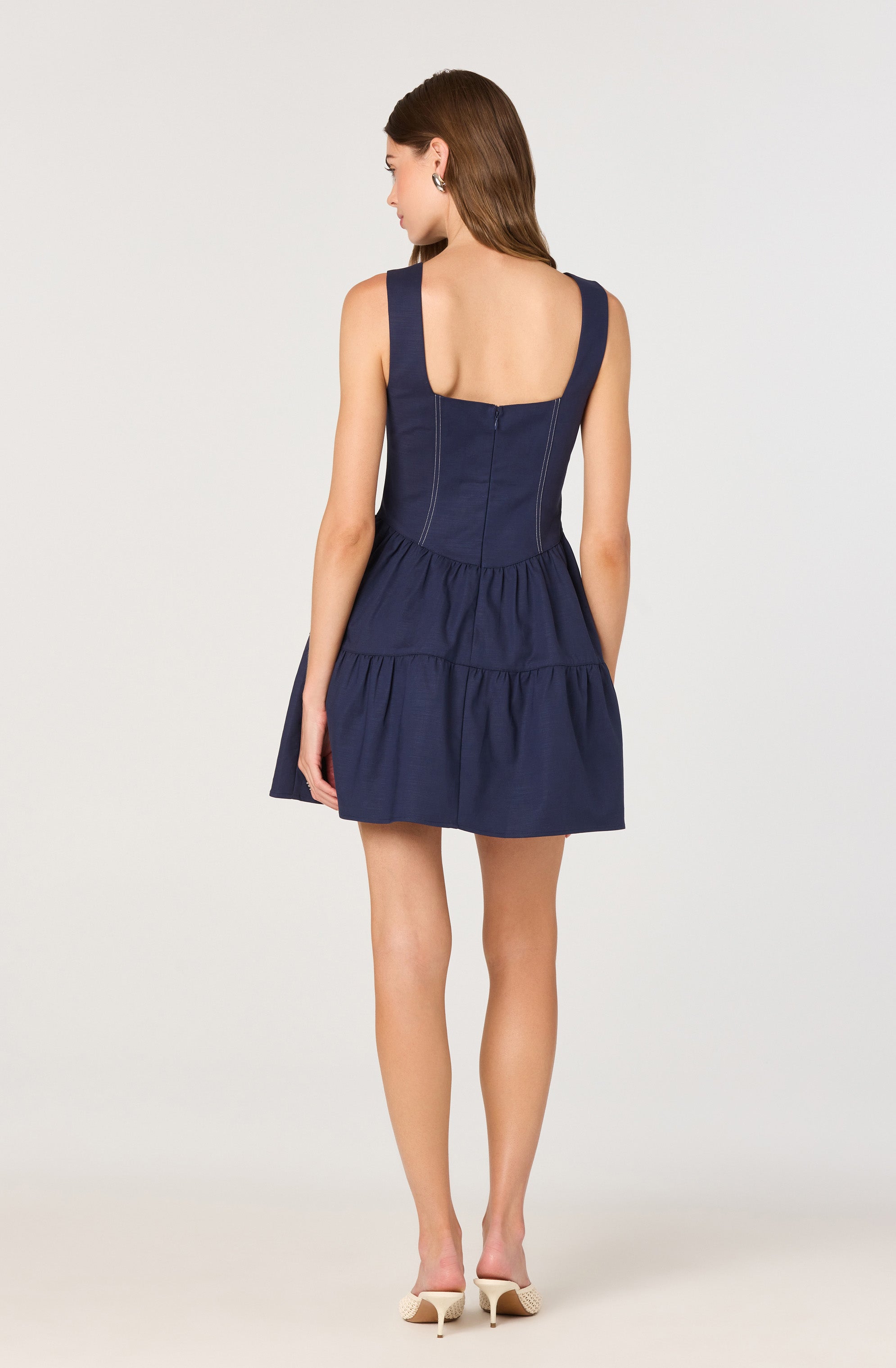Tiered Stitch Detail Mini Dress