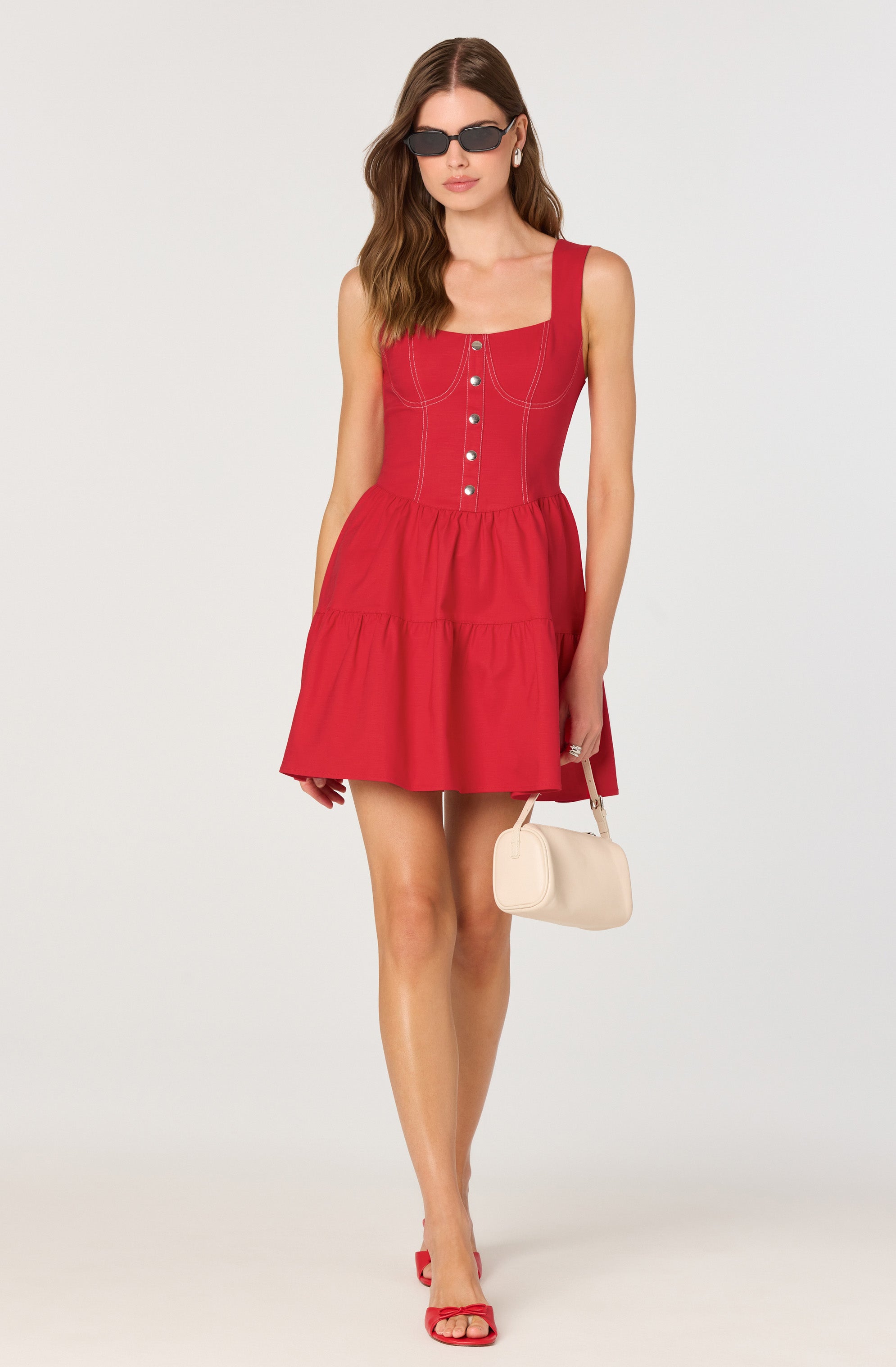 Tiered Stitch Detail Mini Dress