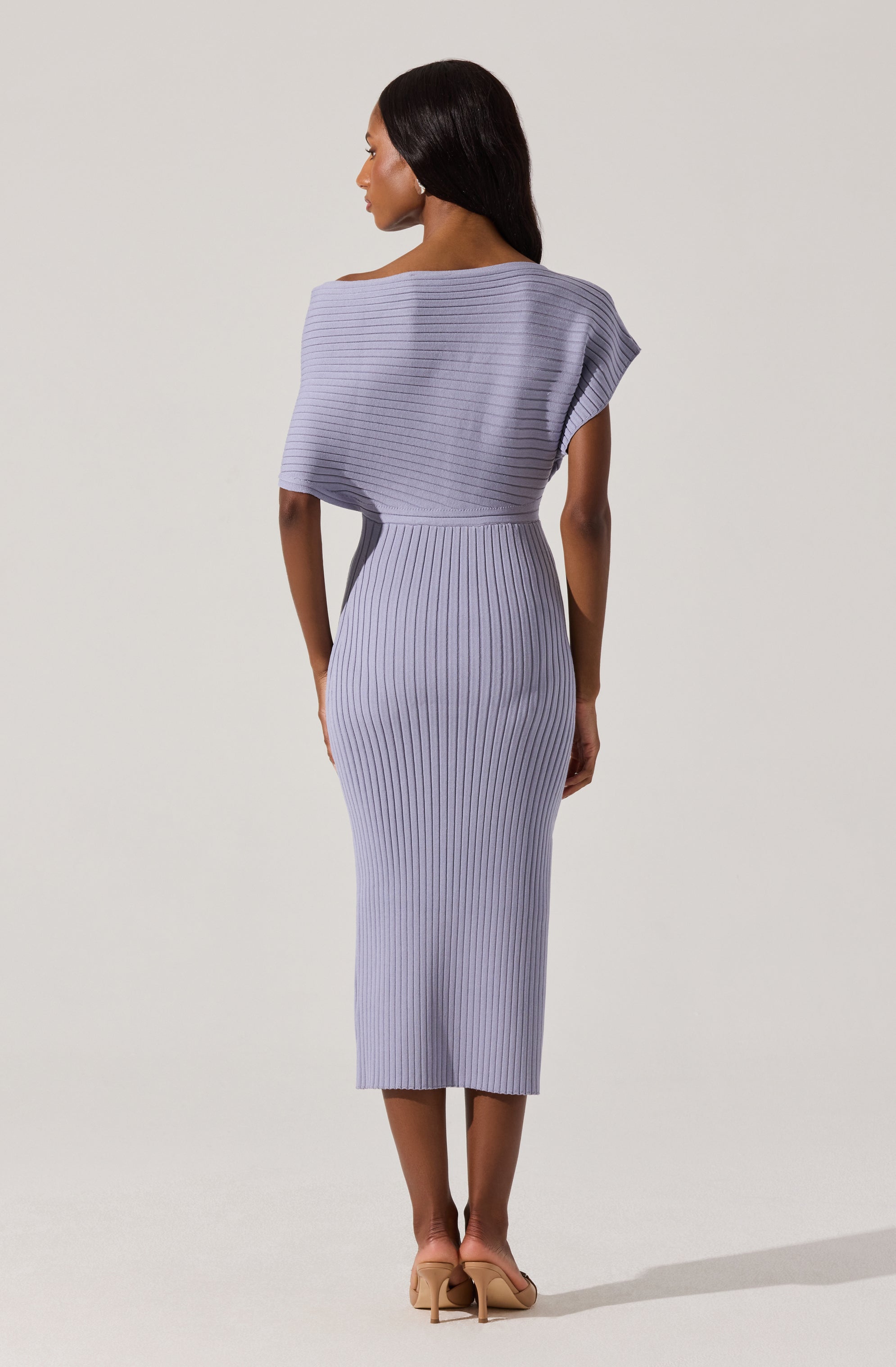 Off Shoulder Ribbed Sweater Dress