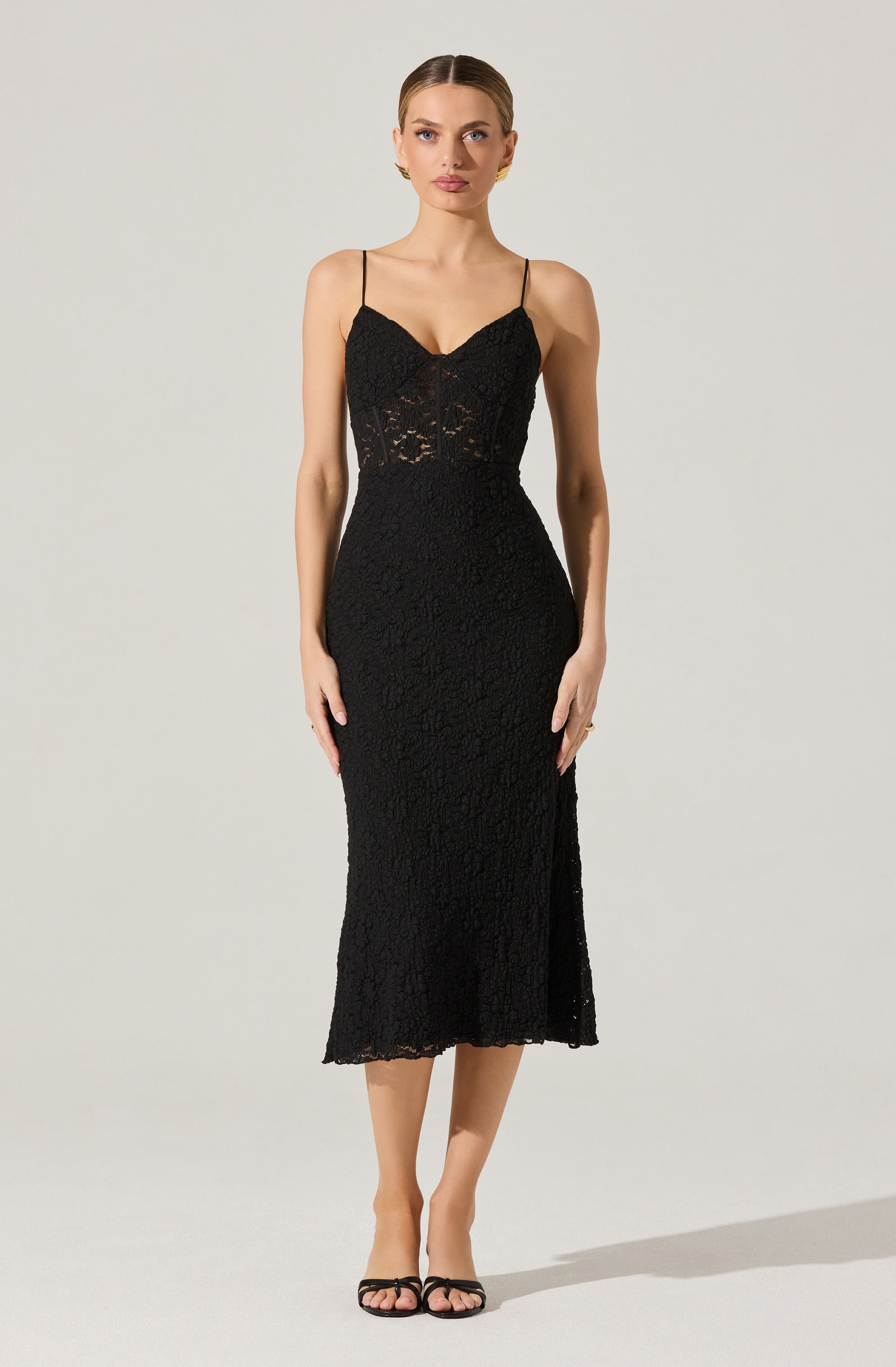 Floral Lace Knit Midi Dress